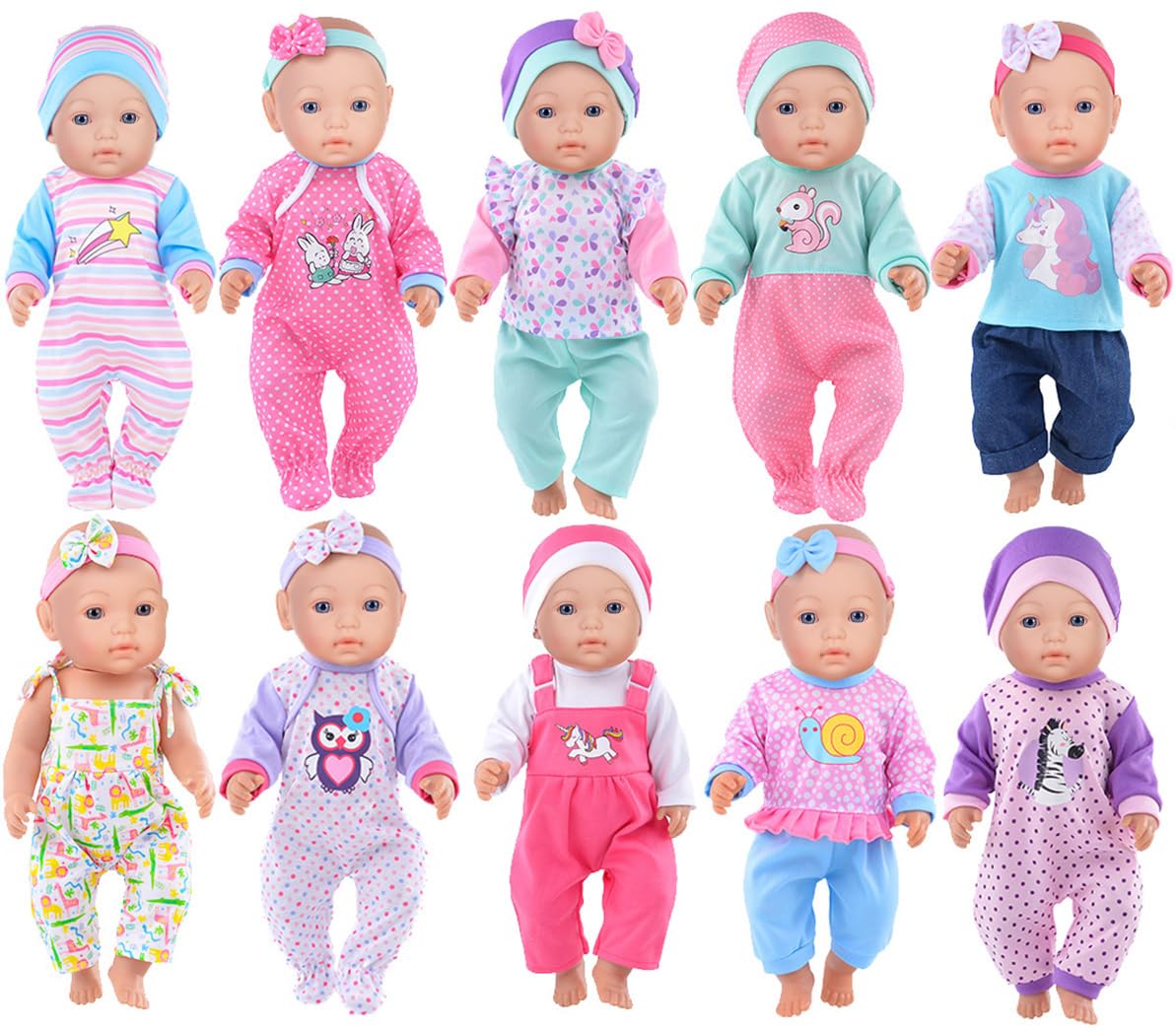 10 Sets Doll Clothes for Baby Dolls – Vibrant Outfit Perfect for 15-16-17 Inch Baby Dolls with Accessories
