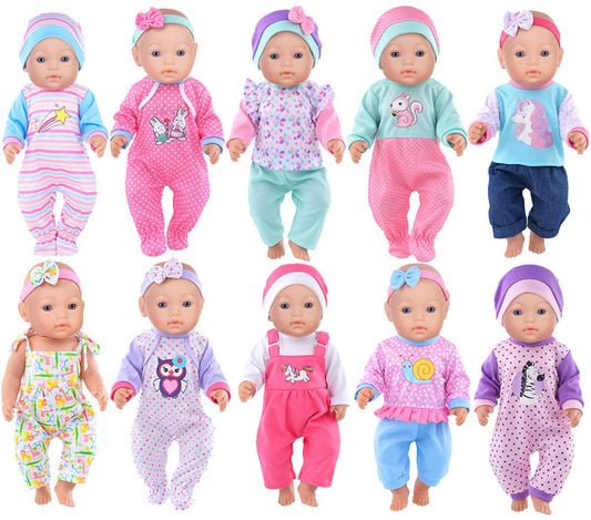 10 Sets Doll Clothes for Baby Dolls – Vibrant Outfit Perfect for 15-16-17 Inch Baby Dolls with Accessories