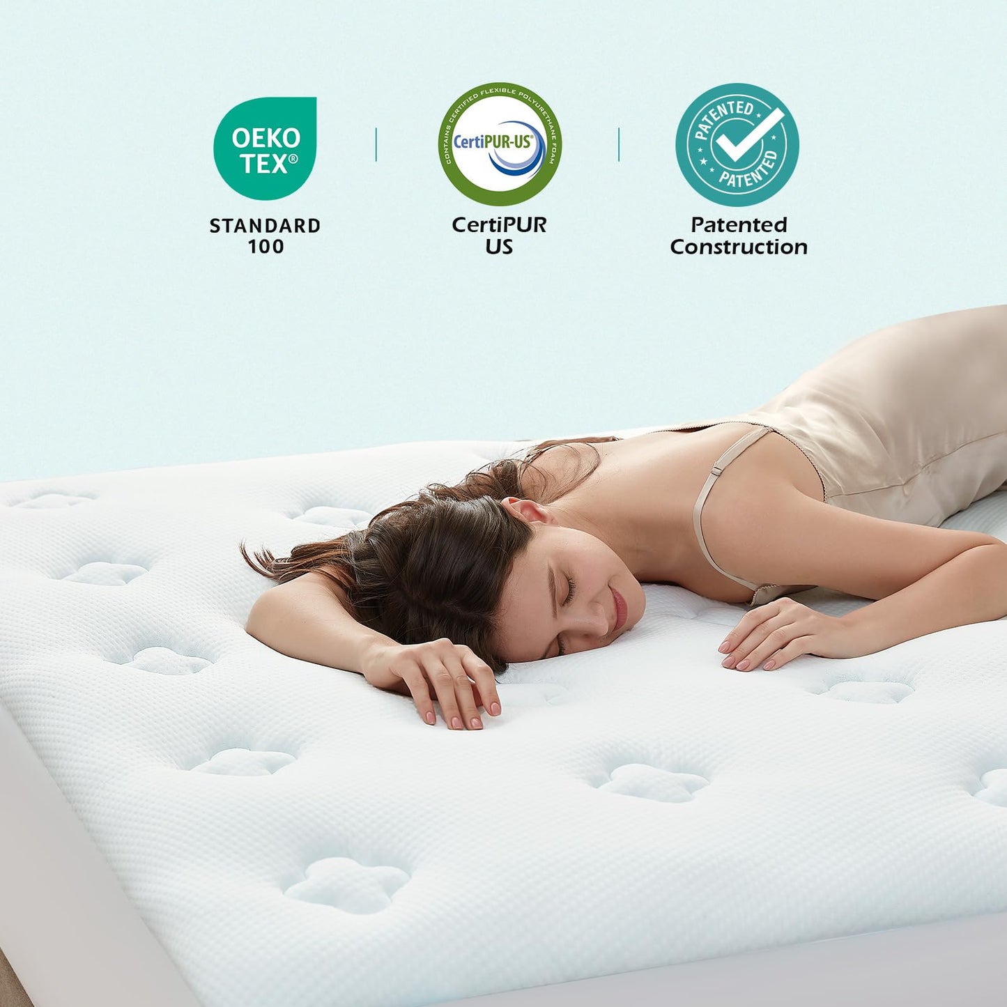 Hansleep King Memory Foam Mattress Topper, Bamboo Cooling Mattress Pad King Size with Deep Pocket, Breathable Air Mattress Topper Cover, White, 78x80 Inches