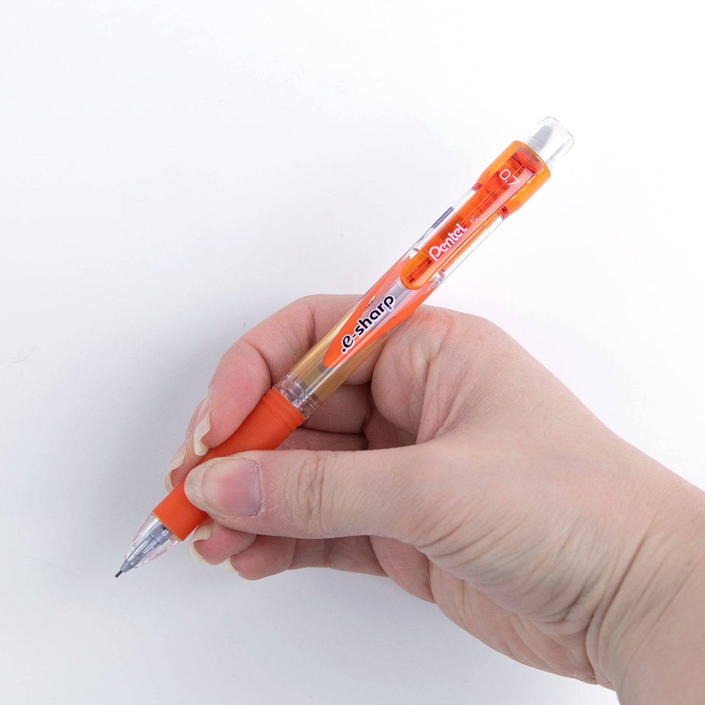 Pentel .E-Sharp Mechanical Pencil with the Pentel Lead Maximizer, Writing, Drawing, School Supply, Pre-loaded with Lead, 0.7mm Medium Point, Orange Barrel, AZ127-F, Box of 12