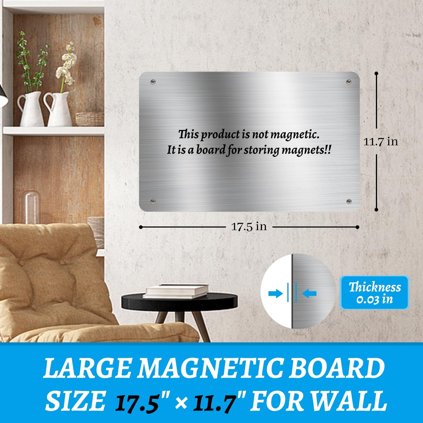 HAOIVE Magnetic Metal Board for Wall - Bulletin Board for Magnets (Silver, 2 Pack)