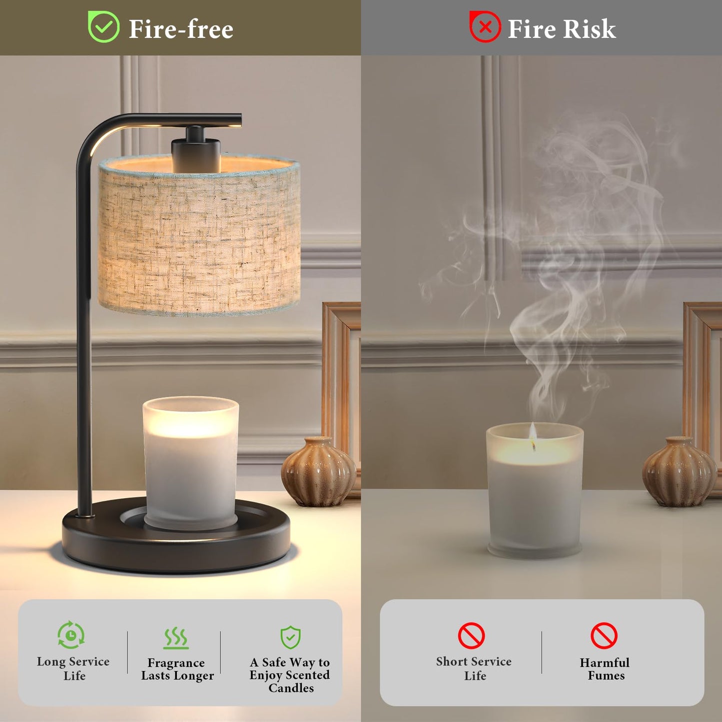 Spclsim Black Candle Warmer Lamp with Timer Dimmer, Dimmable Electric Candle Wax Warmer Heater with 2 Bulbs, Birthday Gifts for Women Her, Mom Gifts Idea, Thanksgiving Housewarming Gifts