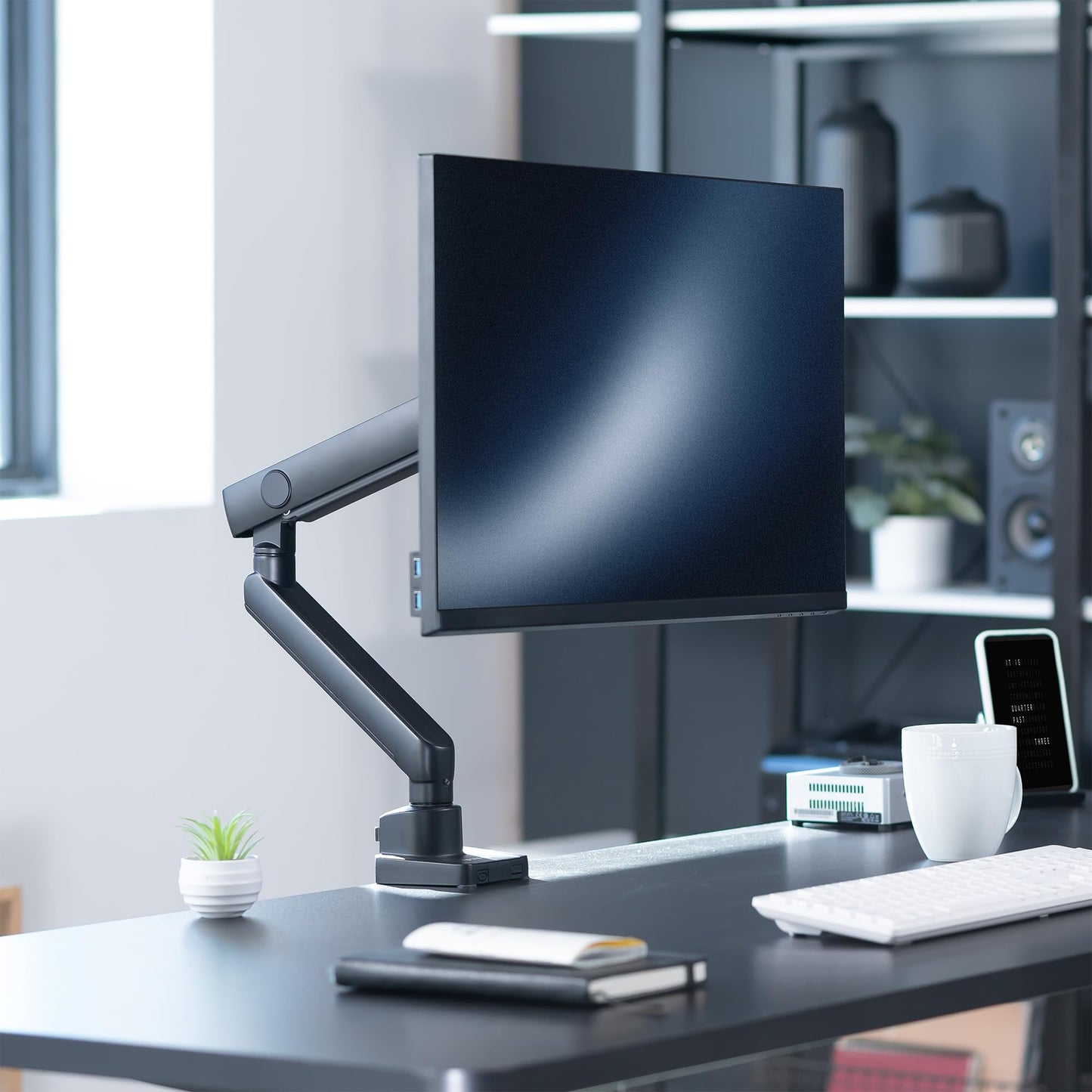 VIVO Premium Aluminum Full Motion Single Monitor Desk Mount Stand with Lift Engine Arm, Fits Screens up to 32 inches, STAND-V101BB