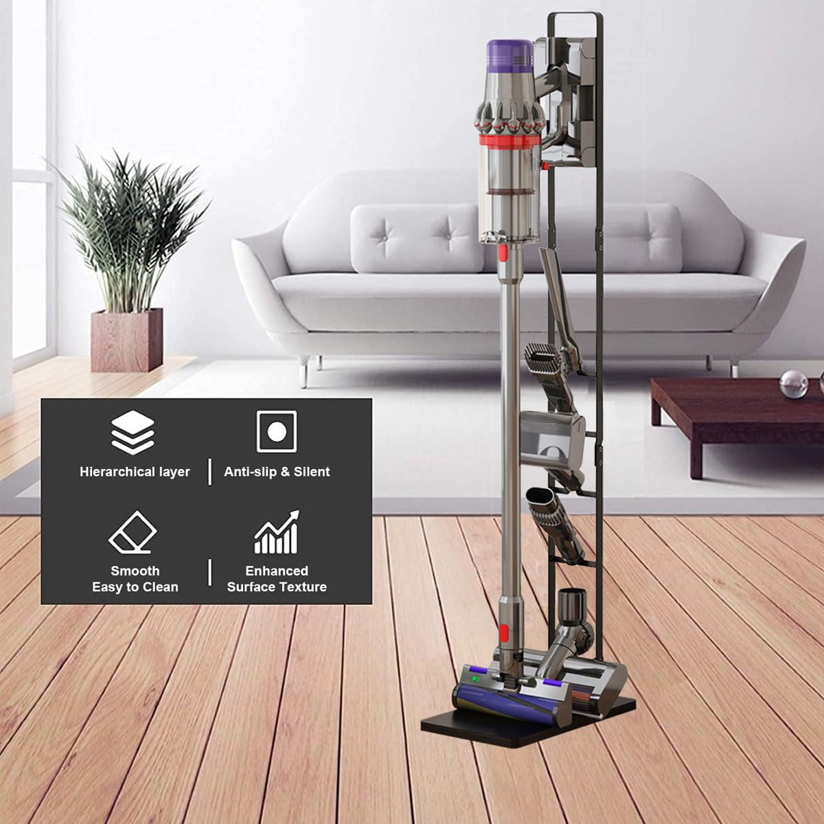 Foho Vacuum Stand Compatible for Dyson V15 V11 V10 V8 V7 V6, Metal Storage Bracket Stand Holder Compatible for Dyson Handheld DC30 DC31 DC34 DC35 DC58 DC59 DC62 Cordless Vacuum Cleaners & Accessories