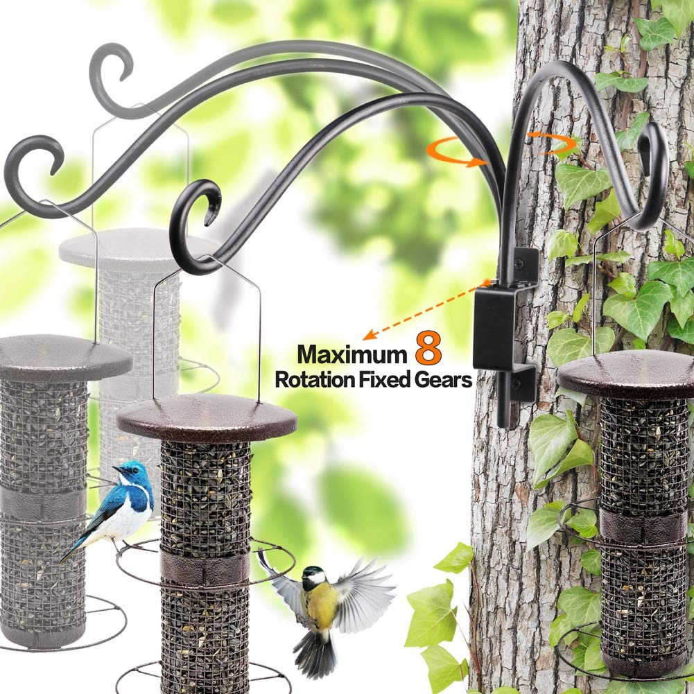 AJART Bird Feeder Hangers Outdoor: 16"-2PCs Swivel Hanging Plant Bracket for Wall Mount - Swivel Plant Hook for Flower Basket