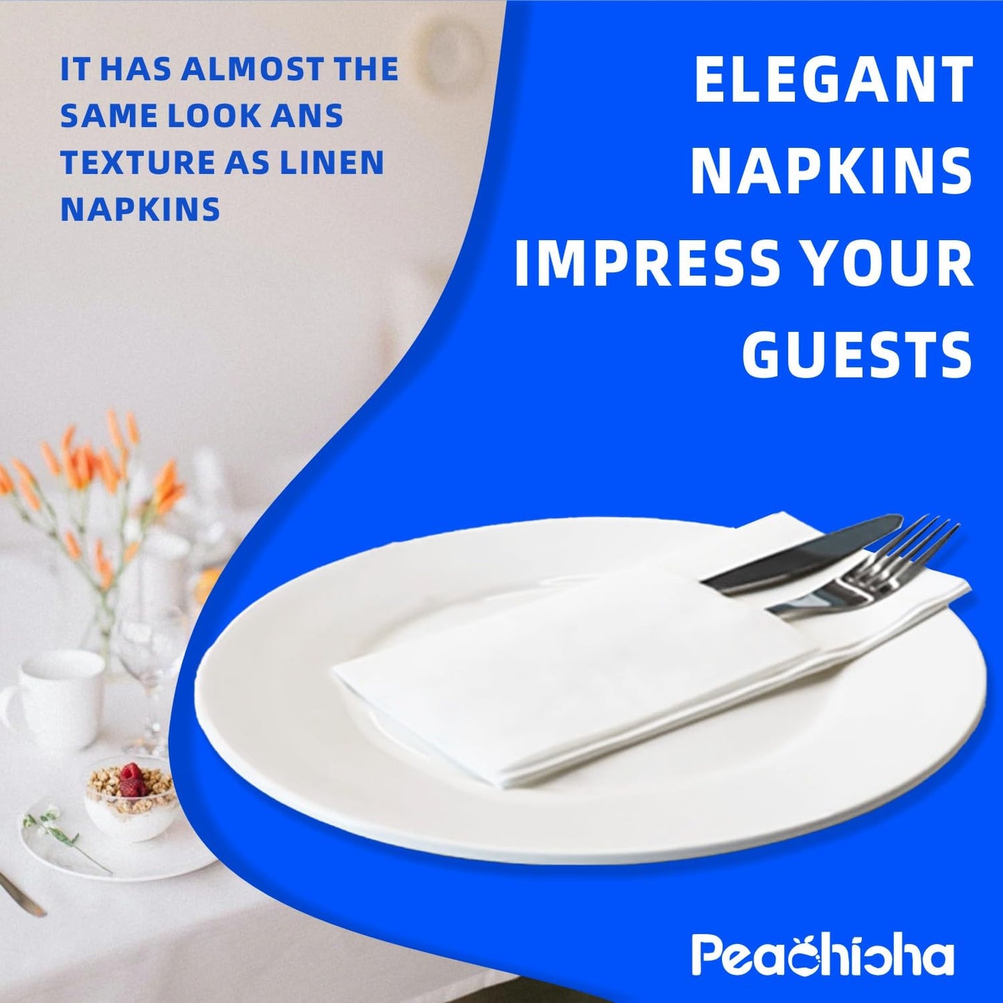 Disposable Dinner Napkins With Built-in Flatware Pocket, Pre folded Party Napkins For Silverware, Linen Feel Napkins Luxury And Elegant For Wedding Party Events, White, Total 200 Count