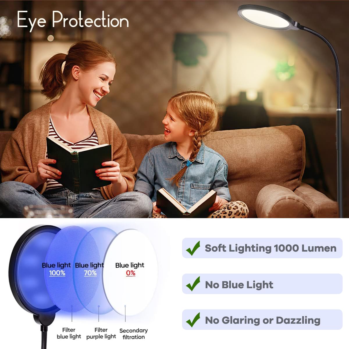 Floor Lamps - Led Floor Lamp with Remote for Stepless Dimmer & Temperatures, Eye-Caring,Adjustable Gooseneck Standing Lamp for Living Room Bedroom