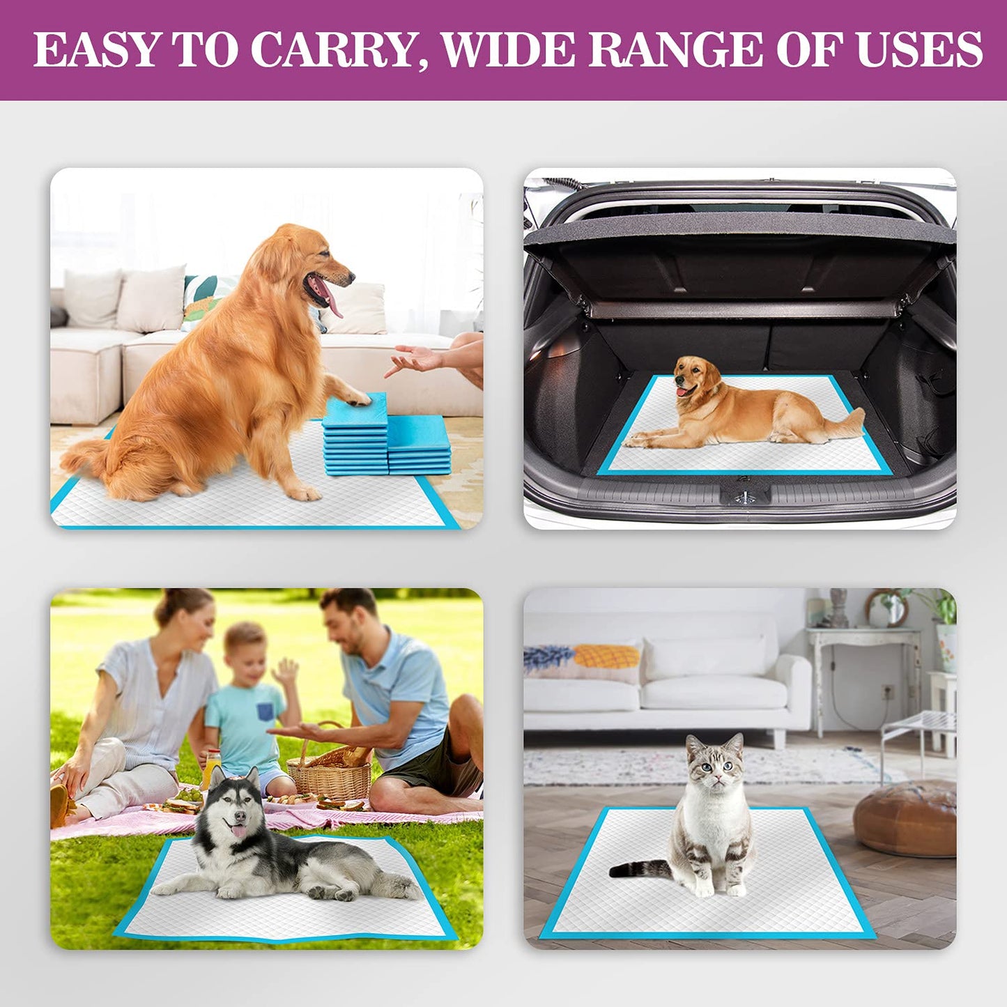 IMMCUTE Large Dog Pee Pads 28"x30"-50 Count | Large Puppy Pee Training Pads Super Absorbent & Leak-Proof | Disposable Pet Piddle and Potty Pads for Puppies | Dogs | Doggie