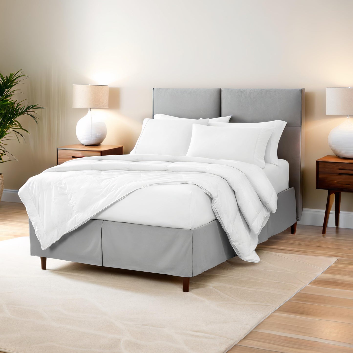Bare Home Bed Skirt Double Brushed Premium Microfiber, 15-Inch Tailored Drop Pleated Dust Ruffle, 1800 Ultra-Soft Collection, Shrink and Fade Resistant (Queen, Grey)