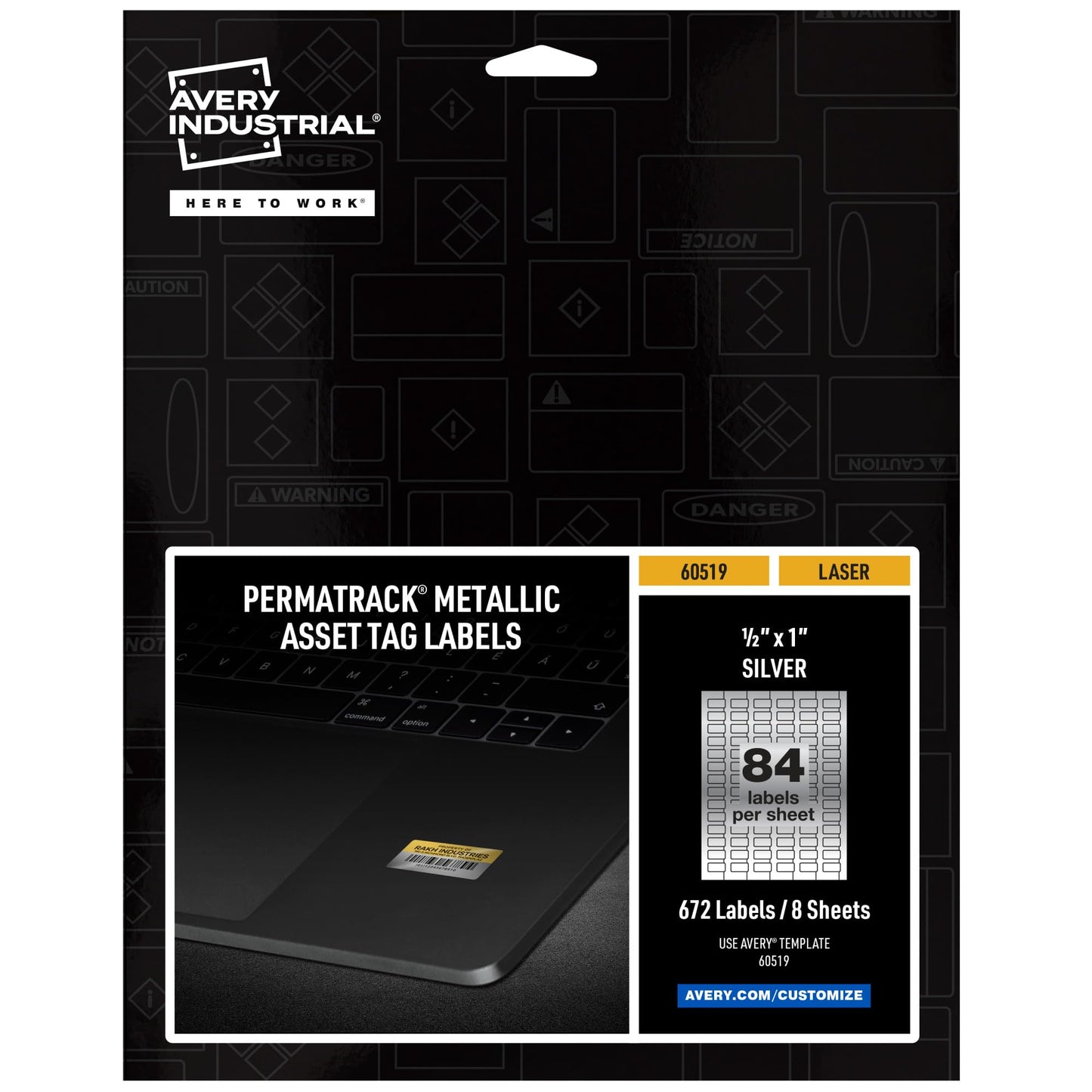 PermaTrack Durable Metallic Asset Tag Labels, Laser, 1/2"