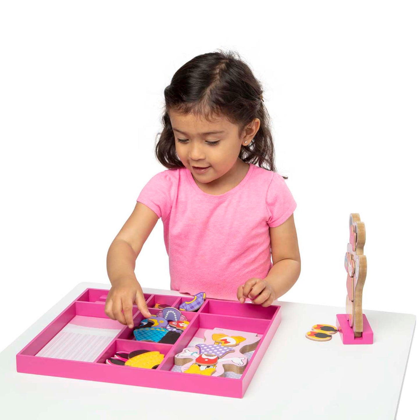 Melissa & Doug Disney Minnie Mouse and Daisy Duck Magnetic Dress-Up Wooden Doll Pretend Play Set (40+ pcs) Minnie Mouse Toys, Disney Dress Up Dolls for Preschoolers and Kids Ages 3+