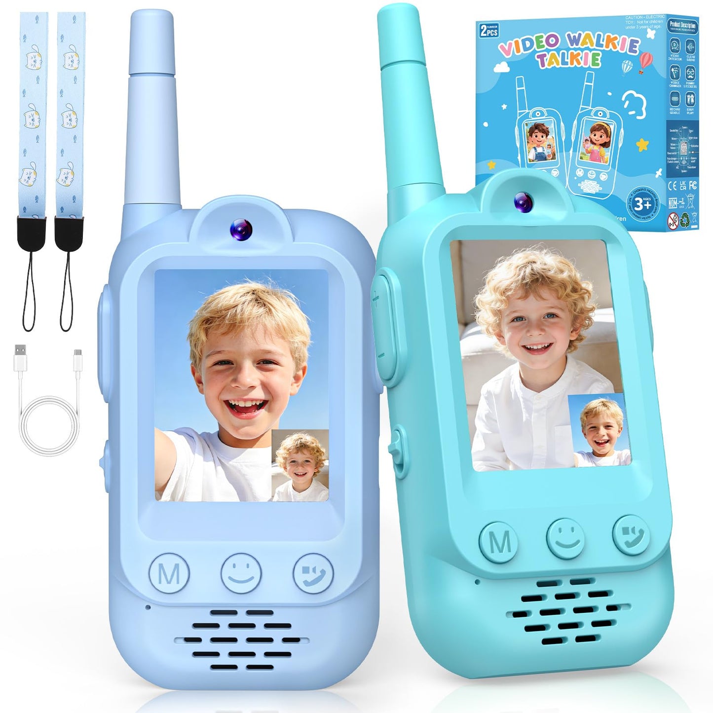 Upgraded Video Walkie Talkies for Kids, Exssary Toys for 3 4 5 6 7 8 Year Old Boys Birthday Gifts Outdoor Toys for Kids 3-5 HD Camera & Fun Voice Changer Rechargeable Walkie Talkies 2 Pack