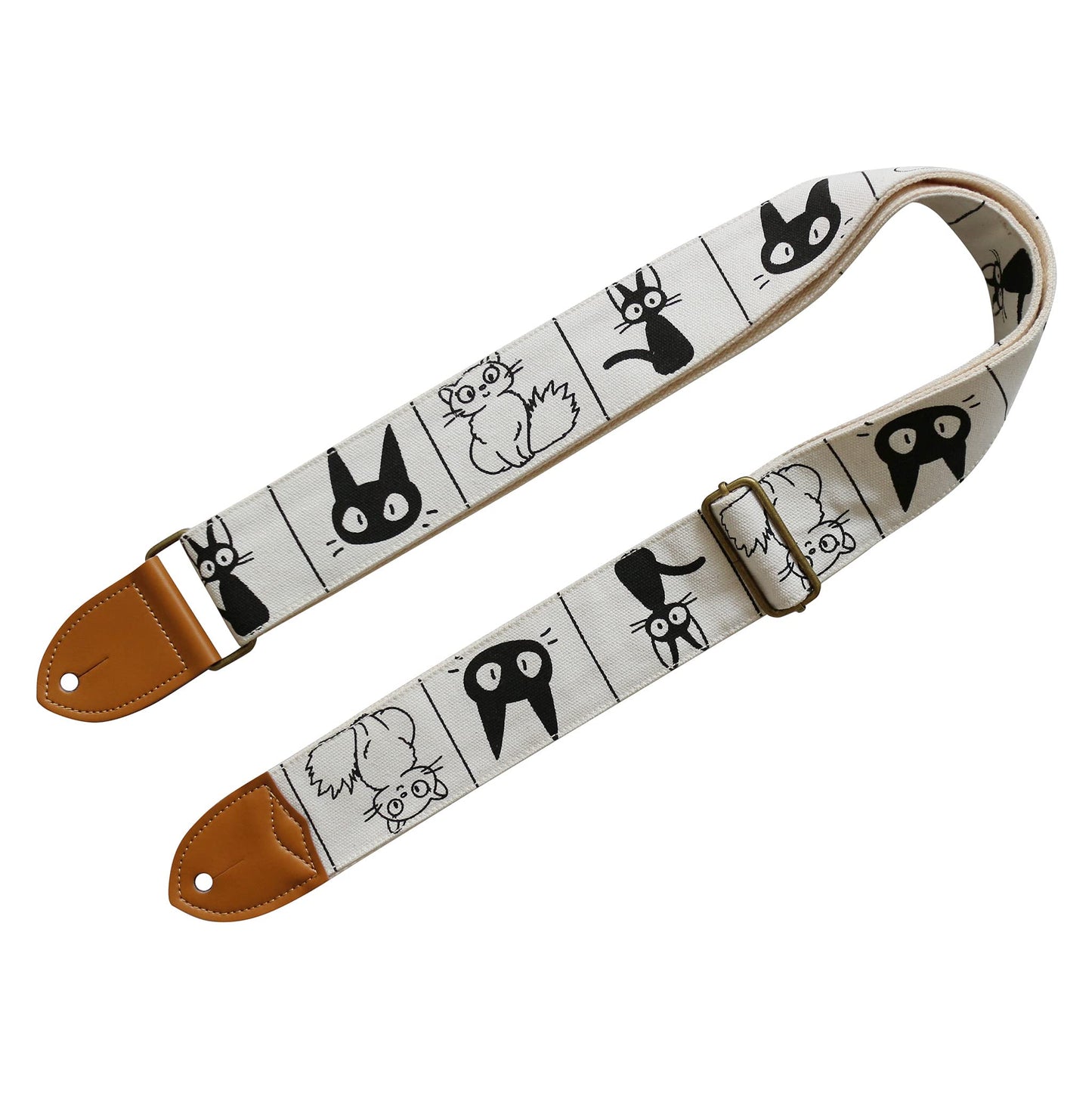 Music First - Original design Ukiyo-e style electric guitar strap with auspicious clouds, Comic Cat, free size