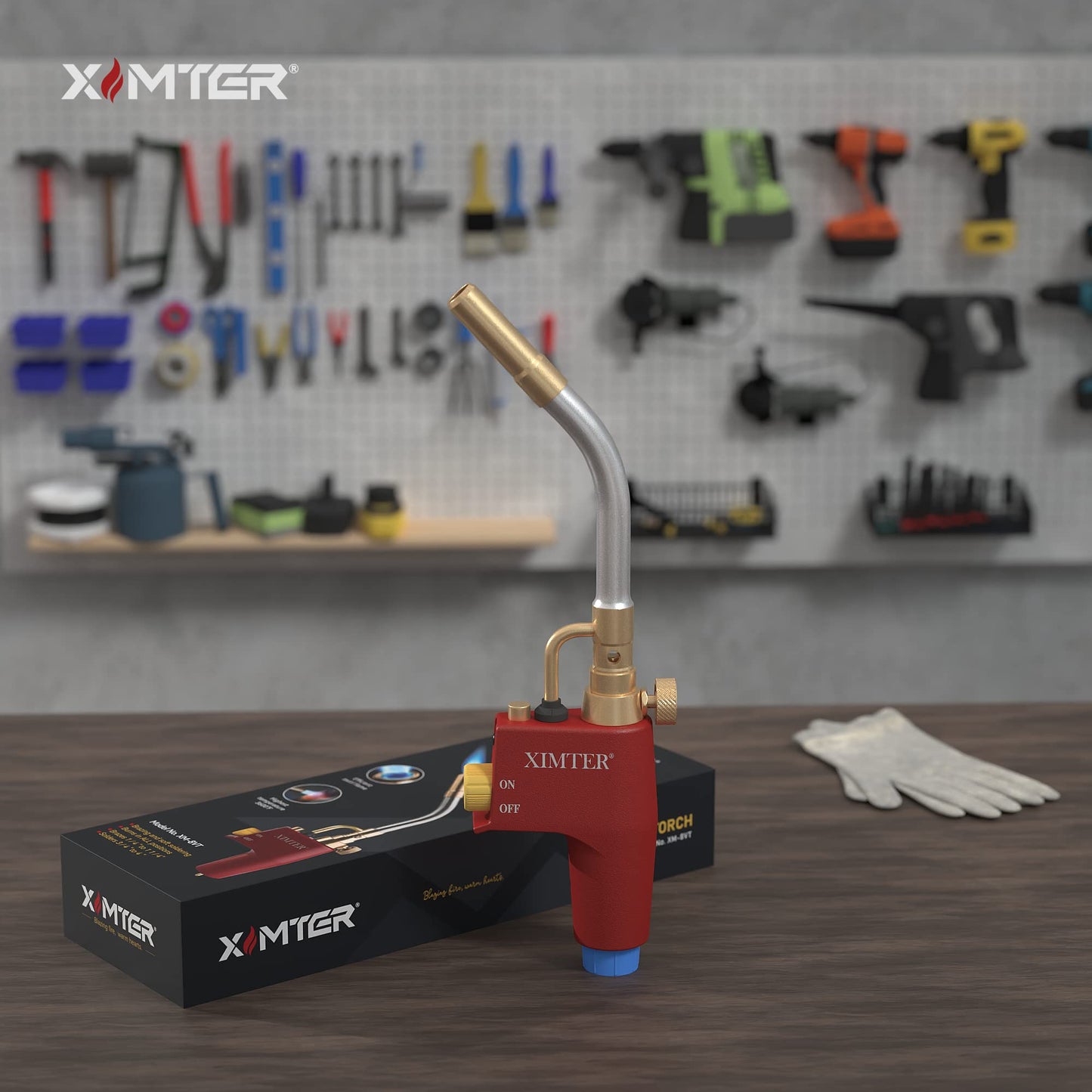 Ximter MAPP Propane Torch Head - Durable Cast Aluminum Body MAP Gas Torch, Fast Self-Ignition & Adjustable Swirl Flame, for Welding Brazing Lighting Melting HAVC DIYer