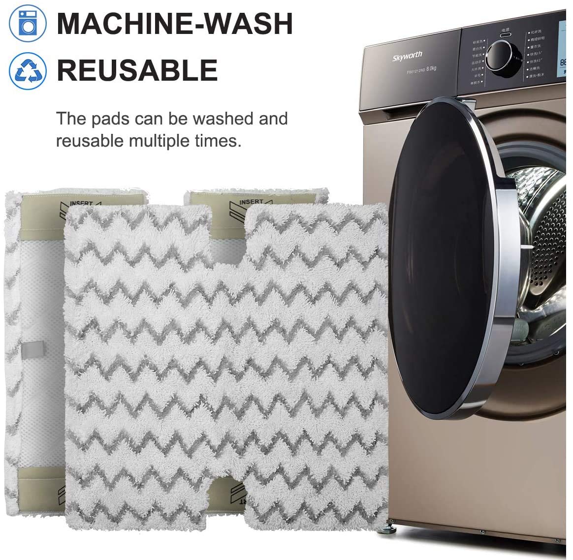 4 Pack Shark Replacement Steam Mop Pads Compatible with Shark Lift-Away Pro Steam Pocket Mop & Shark Genius Hard Floor Cleaning System Pocket Mop S3973 S3973D S5002 S5003 S6001 S6002 S6003