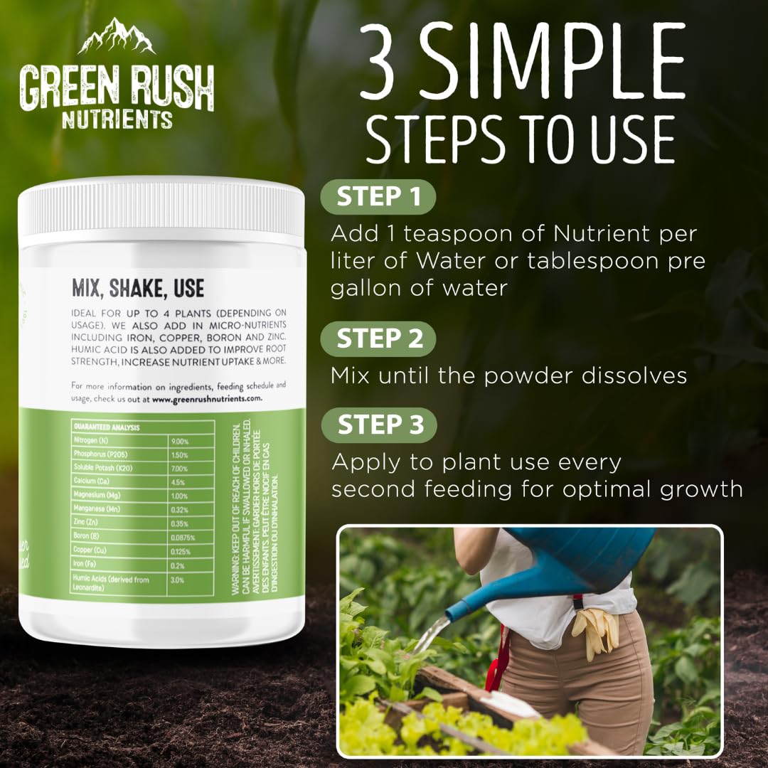 Green Rush Nutrients Organic Double Pack - Leafy Green Grow & Beefy Bud Bloom Combo for Veg & Bloom (500g Each)