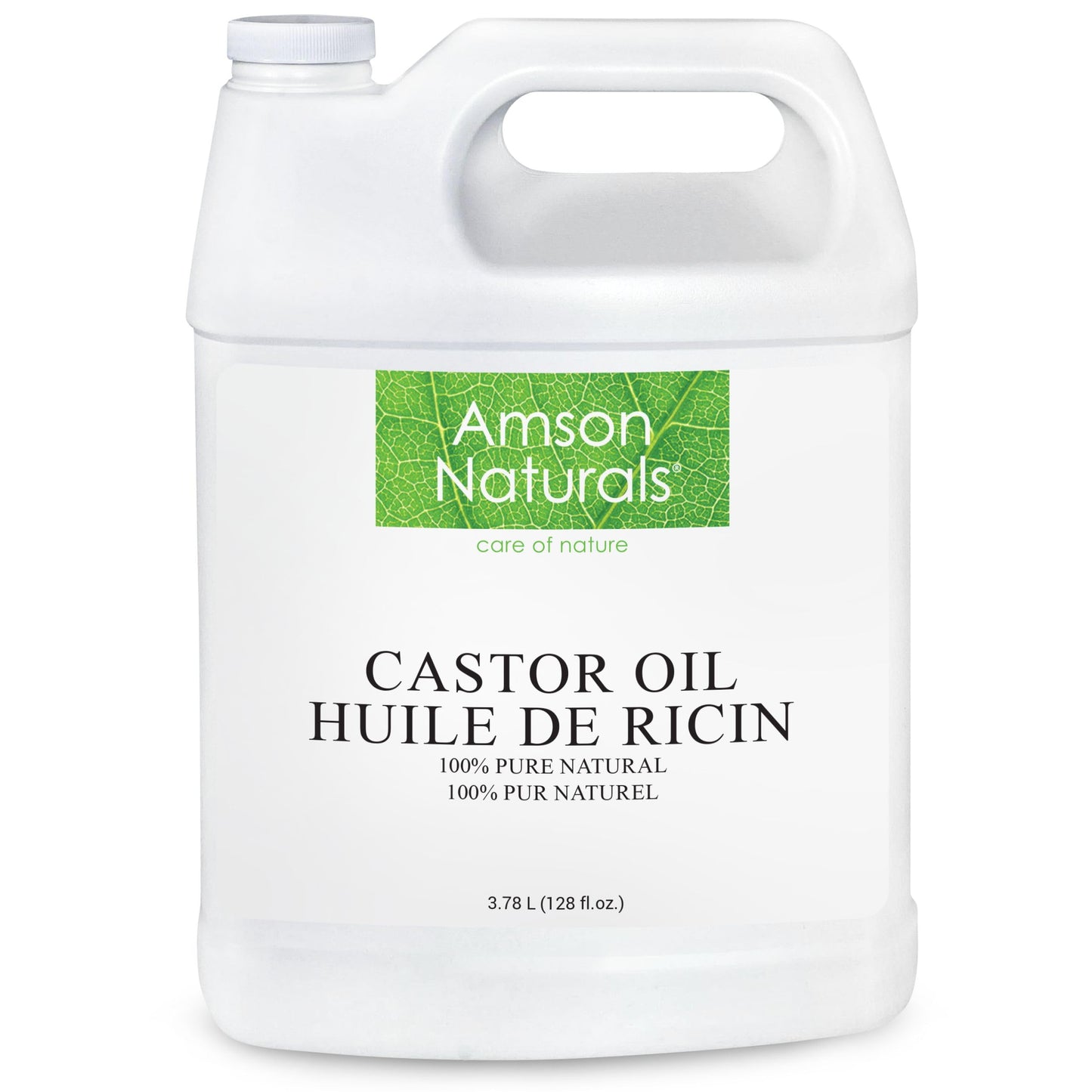 Castor Oil 3.78 Litres / 1 Gallon / 128 oz -100% Pure & Natural Castor oil for Eyelashes, Eyebrows, Lash, Beard, Hair, Nails, Skin, Cold Pressed DIY multipurpose carrier oil. Huile de ricin pour cheveux Amson Naturals