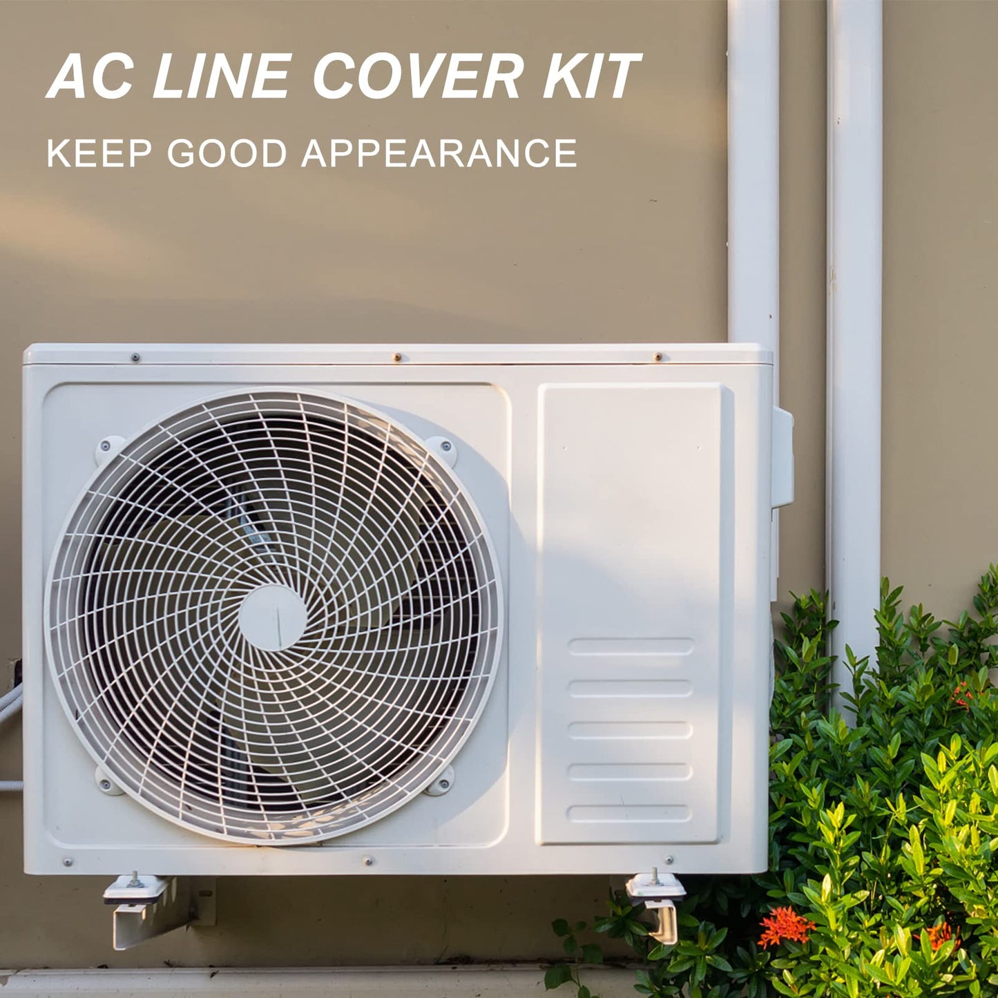 BEWAVE AC Line Cover Kit, Decorative PVC Tubing Cover Kit for Mini Split Air Conditioners and Heat Pumps, 3" 10 Ft