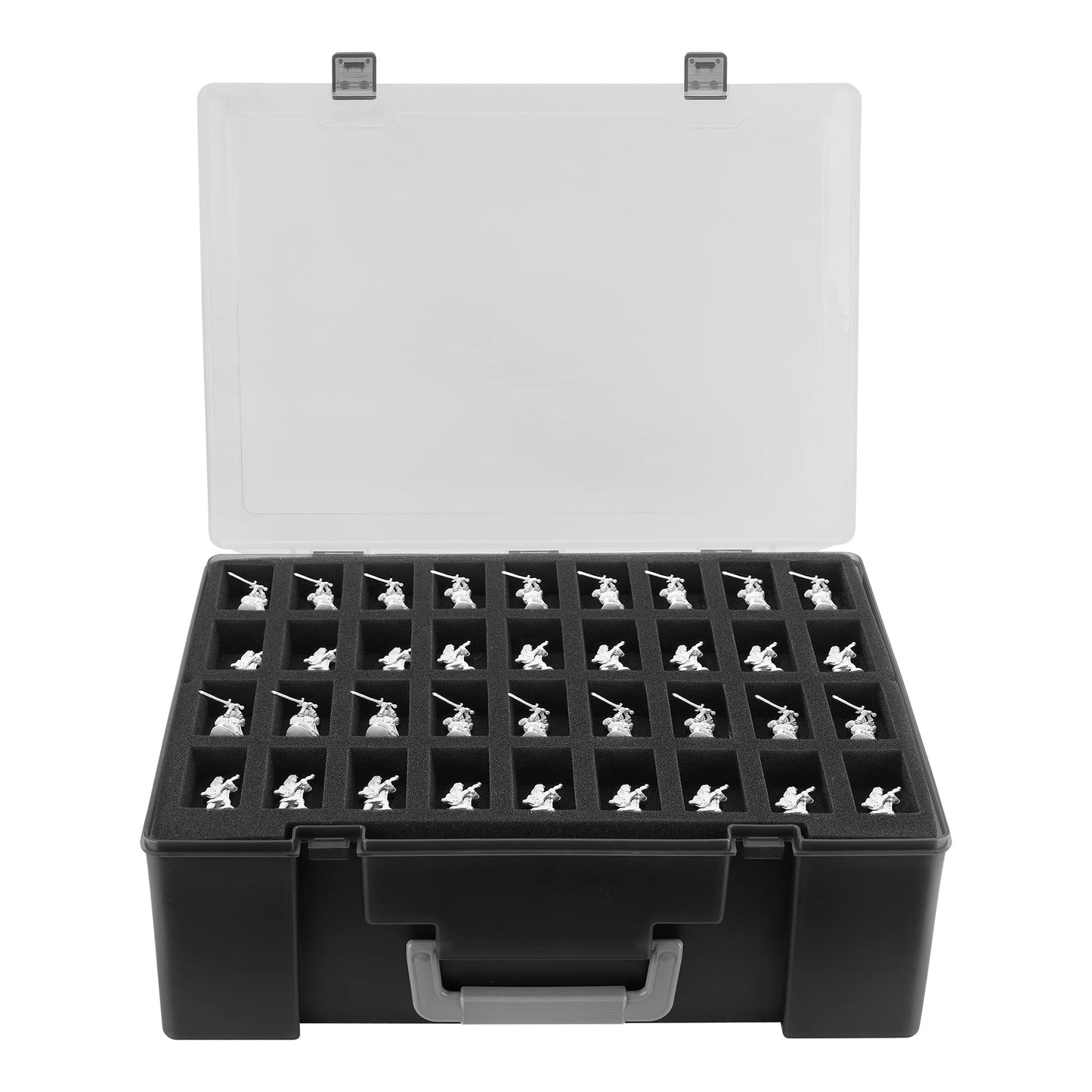 Brappo Miniature Storage Sturdy Carrying Figure Case -108 Slot Figurine Minature Carrying Case,Compatible with Warhammer 40k, Dungeons & Dragons and More.(Case Only)(Black)