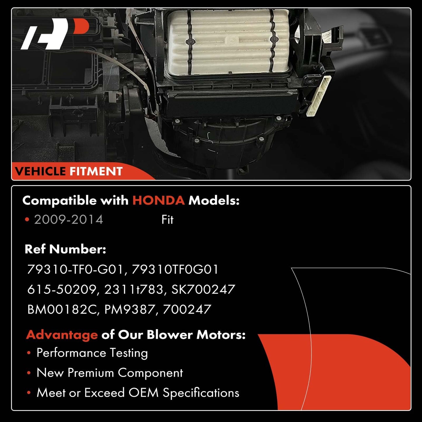 A-Premium Front HVAC Heater Blower Motor with Fan Cage Compatible with Honda Vehicles - 2009 2010 2011 2012 2013 2014 Fit