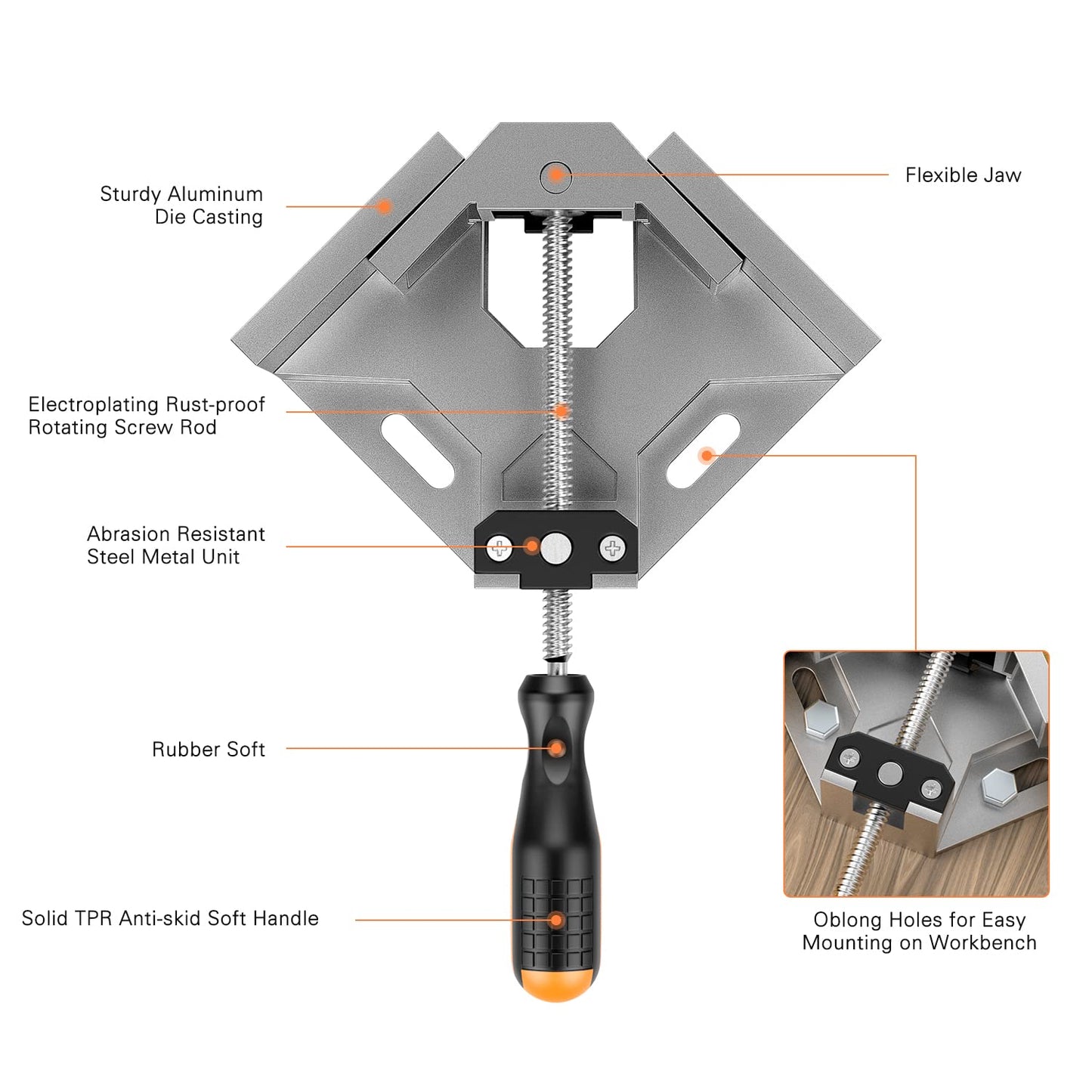 Right Angle Clamp, Housolution [4 Pack]Corner Clamps for Woodworking, 90° Aluminum Alloy with Adjustable Swing Jaw, Right Angle Clip Clamp Tool for Photo Frame Vise Holder Face Frame Boxes Cabinet