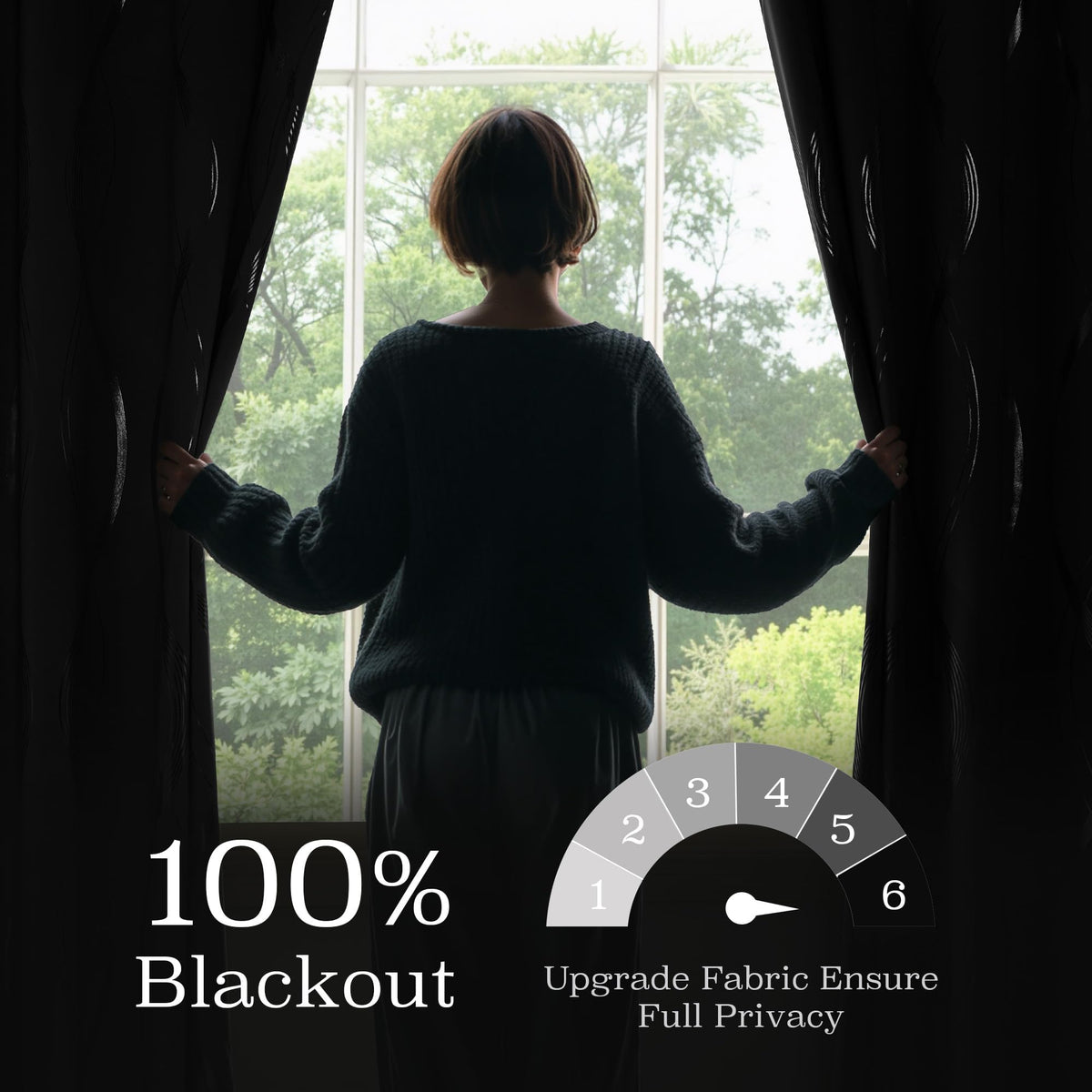 NICETOWN 100% Blackout Silver Grey Curtains Panels for Bedroom, Noise Reducing Thermal Insulated Wave Line Foil Print Design Window Blinds for Patio Sliding Glass Door (2 Panels,52" x 84")