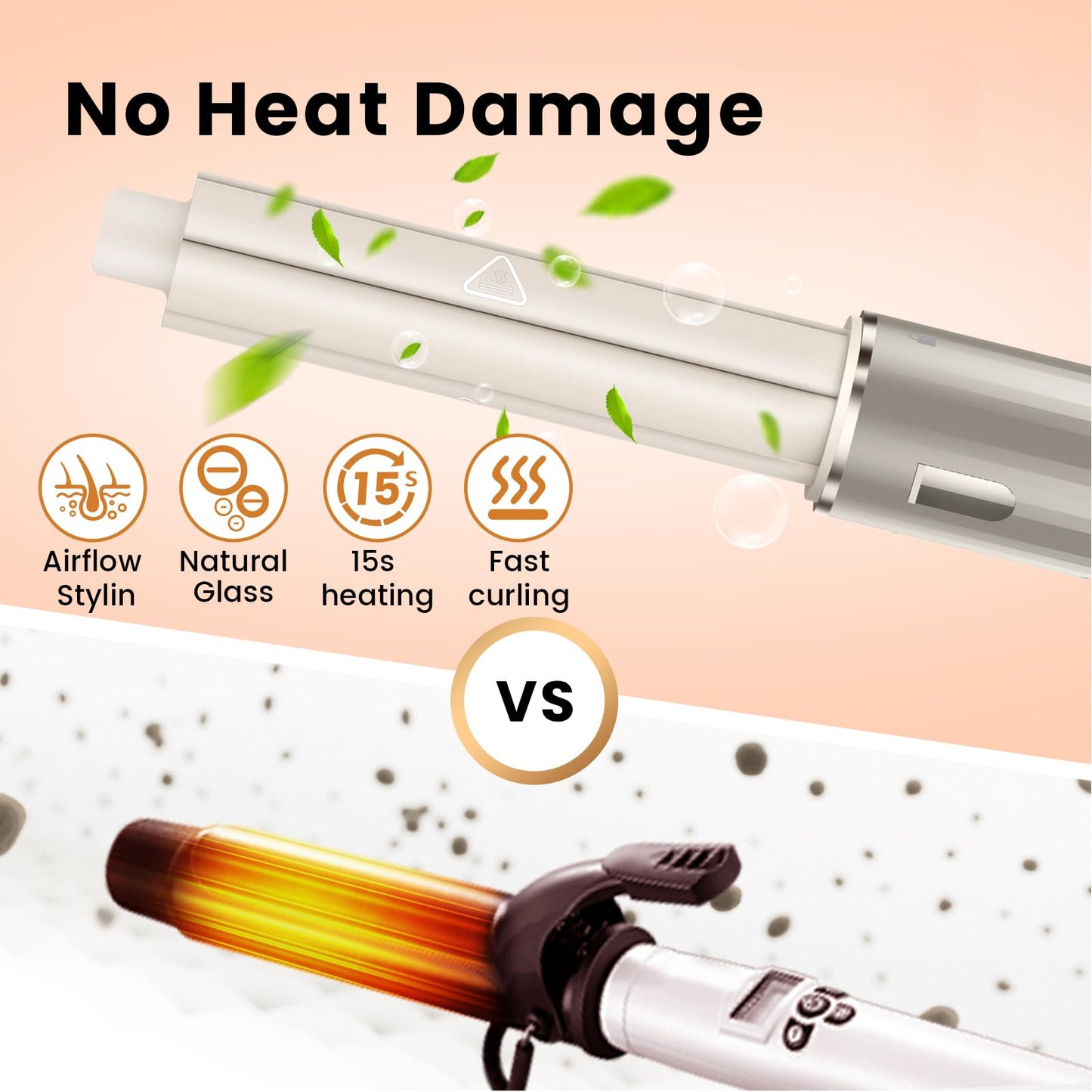 1 Pair Auto-Wrap Hair Curling Barrels Compatible with Shark FlexStyle Air Styling & Drying System, Self-Curling Accessories for Shark HD400 Series Hair Curl Barrels