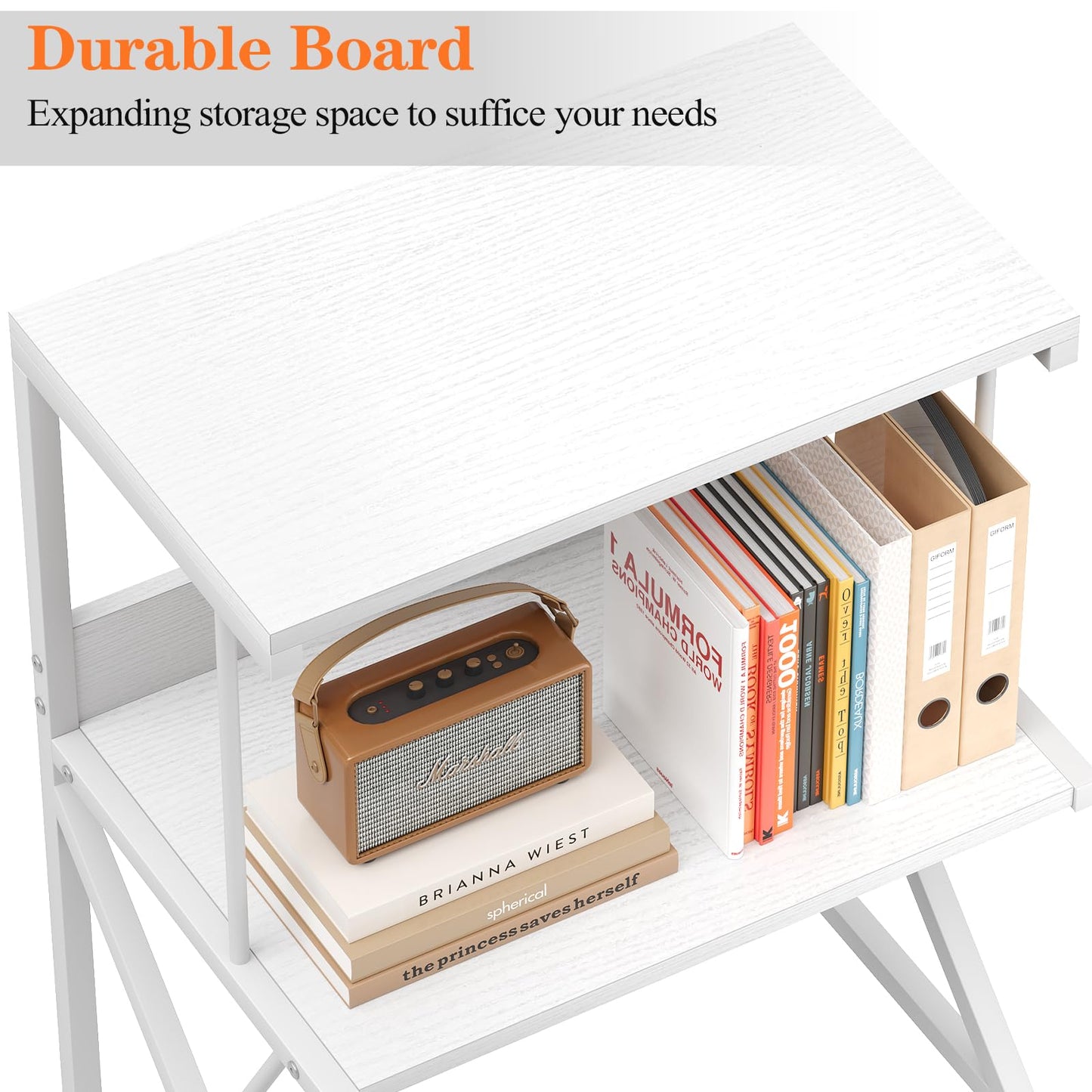 aboxoo Printer Stand for Desk, Desktop Printer Shelf Large Printer Stands 3 Tiers Multi-Purpose Desk Office Organization Shelves for Home Office Printer Fax Book, White