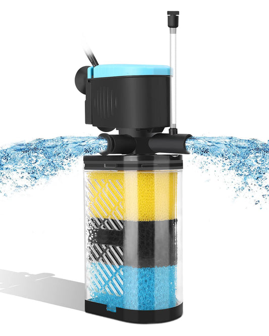 AquaMiracle Aquarium Filter 3-Stage in-Tank Filter Internal Fish Tank Filter Turtle Filter for 70-100 Gallon Fish Tanks with Dual Water Outlet & Aeration