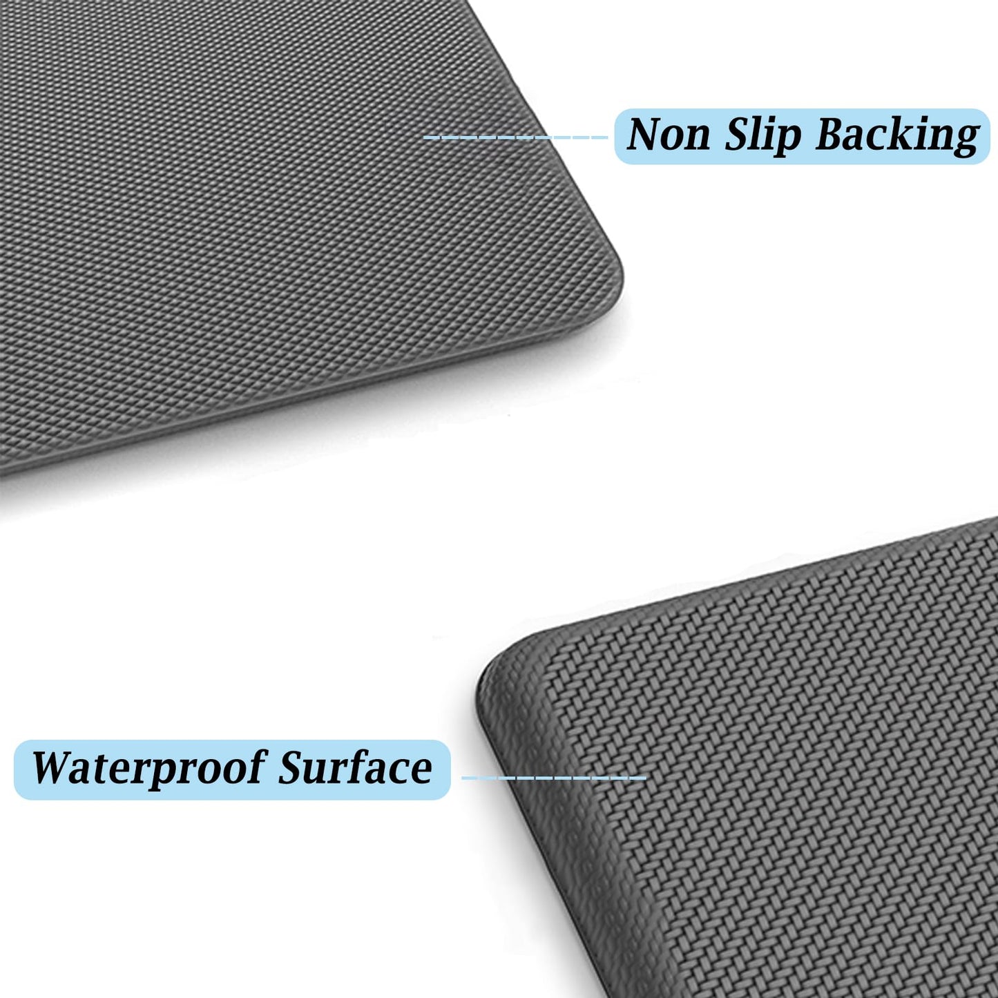 Artnice Kitchen Mats for Floor, 3/4" Extra Thick Cushioned Anti Fatigue Mat, Waterproof Kitchen Rug, Non Slip Heavy Duty Ergonomic Standing Desk Mat for Home, Sink, Office (17.3" x 28",Grey)