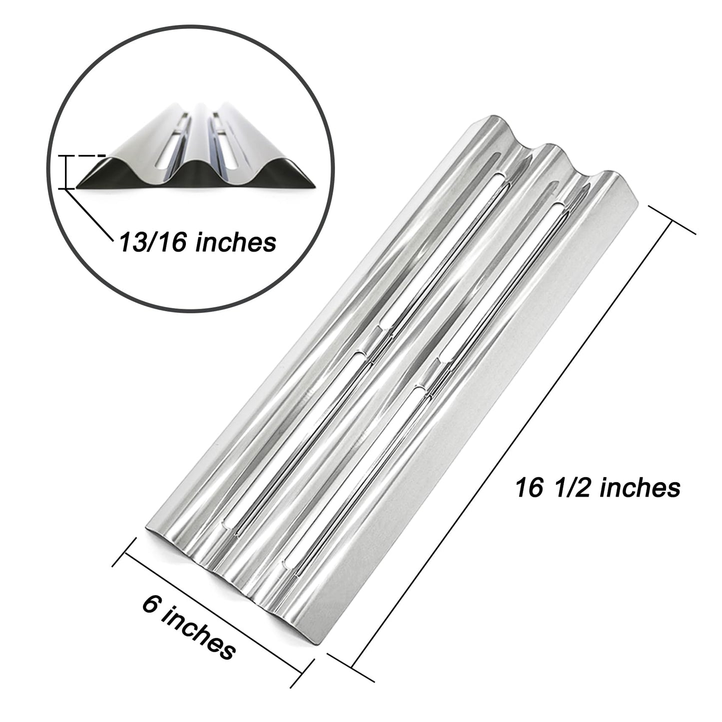 WEMEIKIT 3 Pcs BBQ Heat Sear Plate & Burner Tube Replacement for Napoleon Grills as LEX, Legend, Mirage, Lifestyle Series of 485, 605, 730, Stainless Steel 16-1/2” Heat Shield & 18-13/16“ Tube Burner