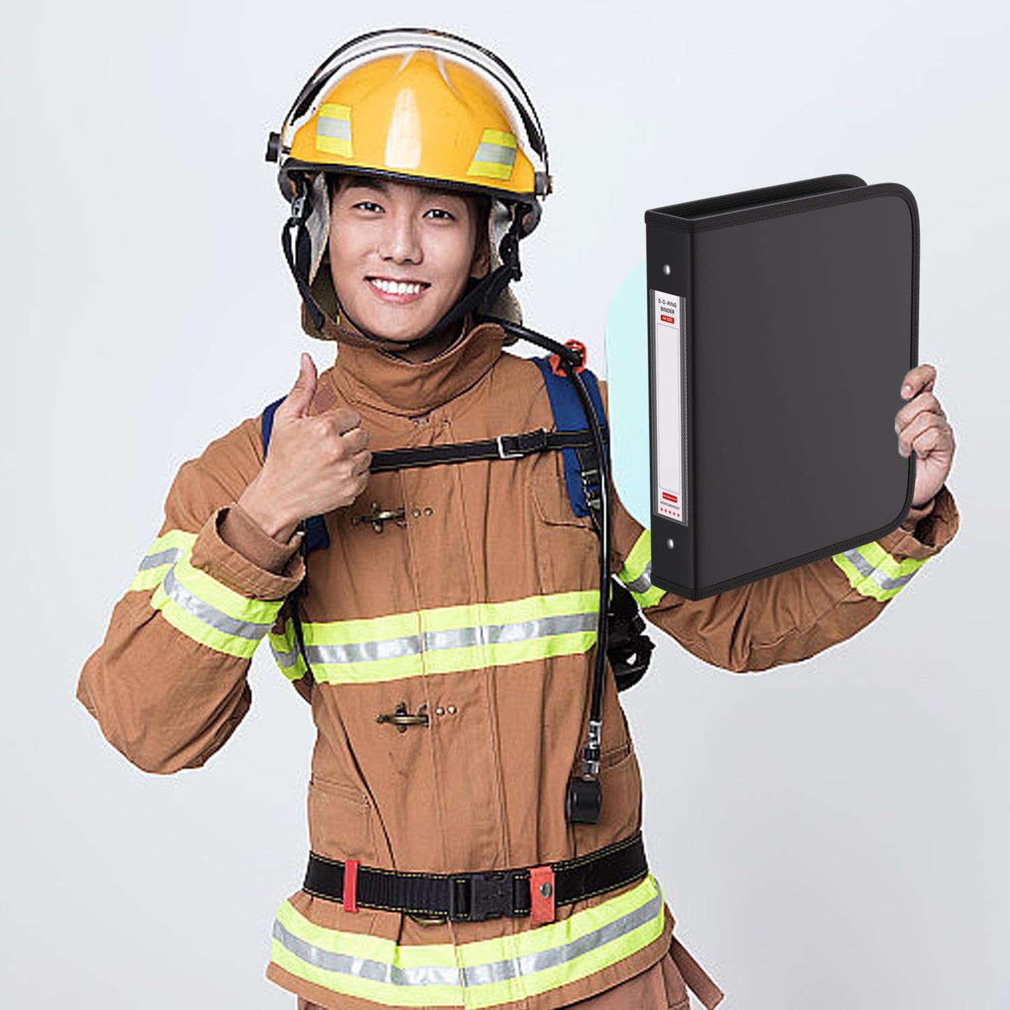 ZOOPIP Fireproof 3 Ring Binder with Zipper, 1.5 Inch D Rings Hold up 375 Sheets of 8.5" x 11" (A4), Compatible with Clear Page Protectors, Built-in net and Pen Holder (2 Pcs, Black, 1.5")