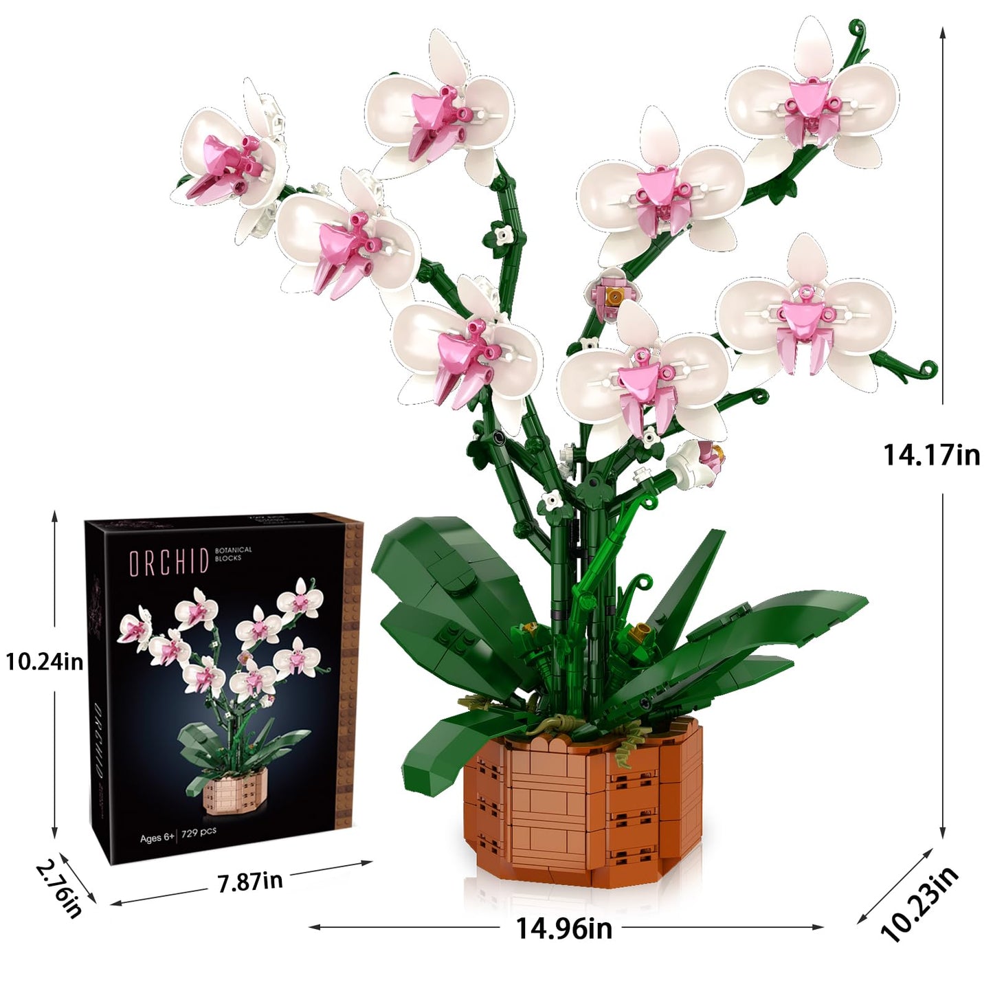 729-Piece Artificial Flower Building Blocks Set - DIY Home Decoration Kit for Adults, Girlfriends, Mom - Christmas, Birthday, Valentine's Day Gifts