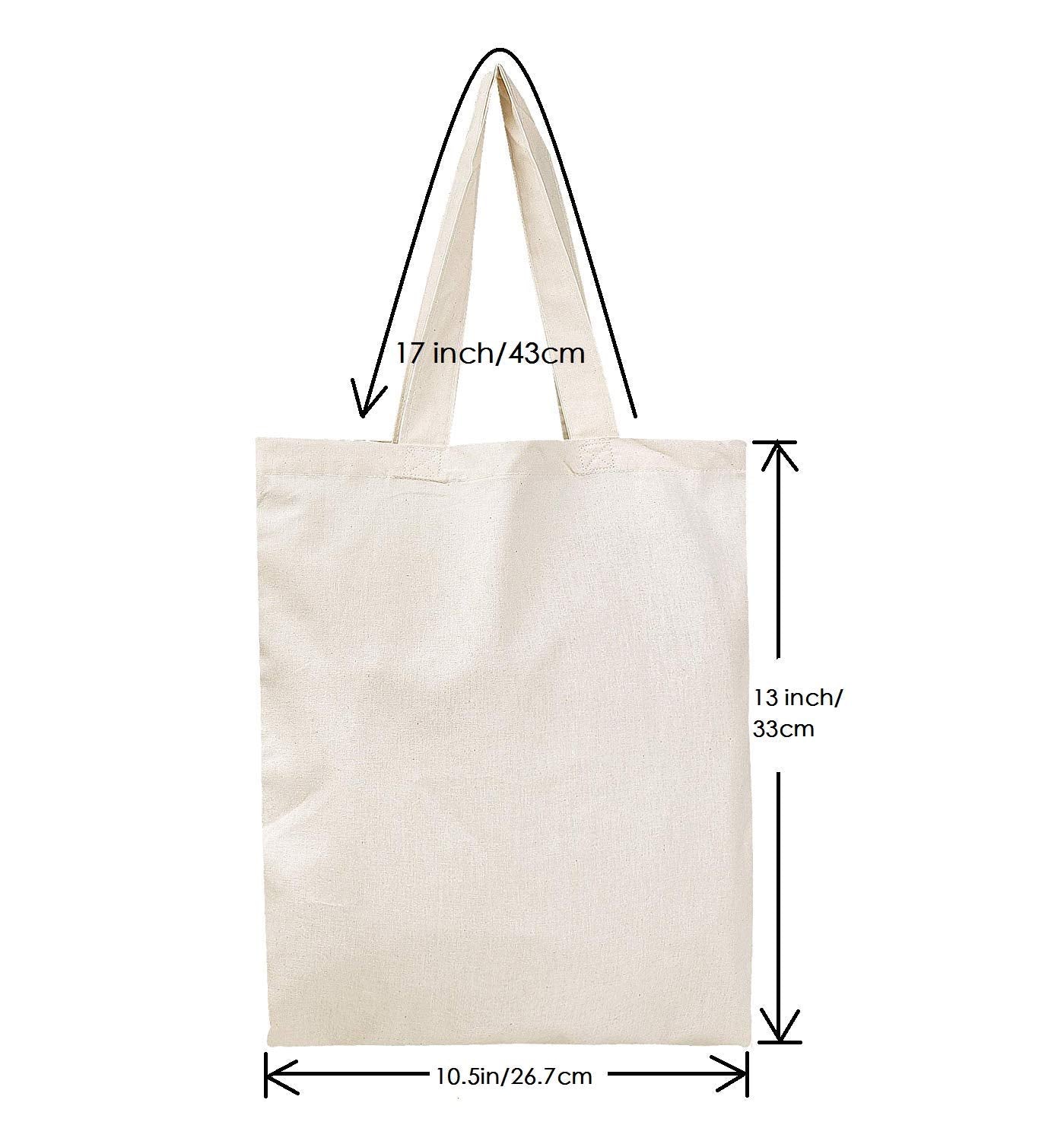 KisSealed 15 Pack Blank Canvas Tote Bag, Natural Color Canvas Reusable Bag with Handle,Foldable Grocery Shopping Bag for DIY,Travel,Gift,Daily Use(13x10 inch)