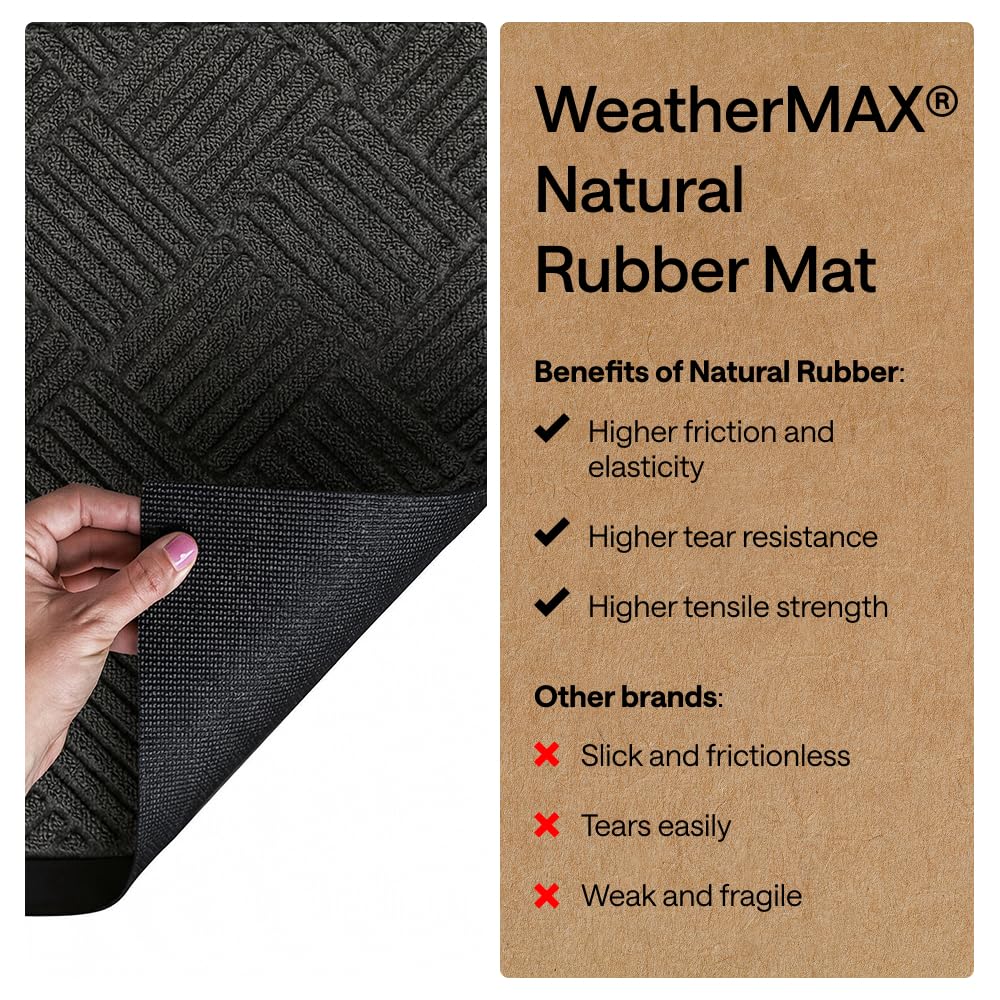 GORILLA GRIP Durable Natural Rubber Door Mat, Waterproof, 23x35, Low Profile, Heavy Duty Welcome Doormat for Indoor and Outdoor, Easy Clean, Rug Mats for Entry, Patio, Busy Areas, Gray Diamond
