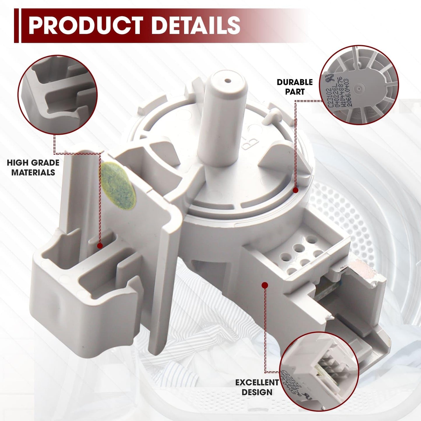 WPW10448876 Water Level Switch by Seentech; Fits for Whirl-pool, May-tag, Ama-na, Cros-ley. Replaces part numbers AP6021553, W10448876, WPW10448876VP