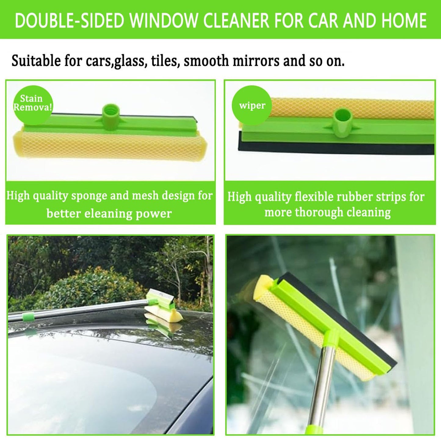 Meetchen Car Cleaning Kit 158cm 62" Car Wash Brush Mop Kit with Long Handle and Car Detailing Kit for Cars, Trucks, SUVs, RVs, Caravans and Household Use