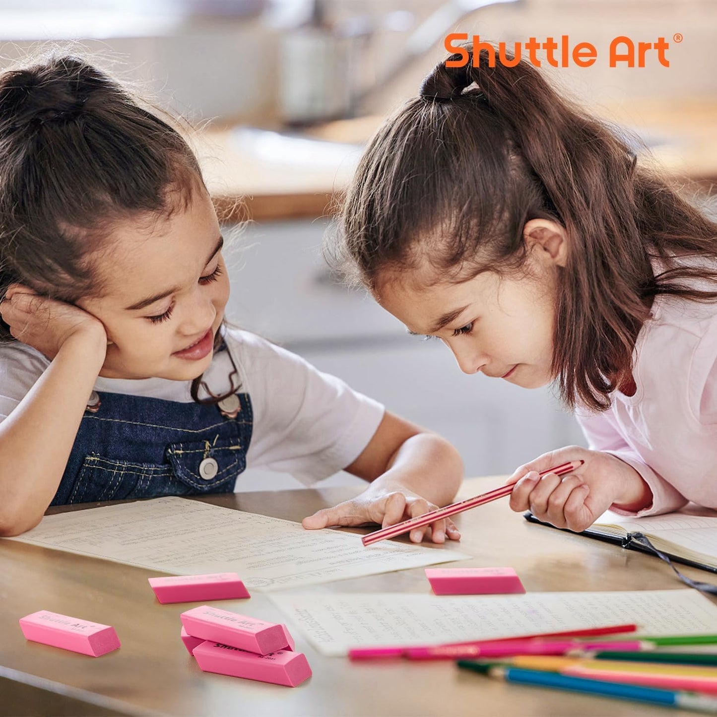 Shuttle Art Pink Erasers, 120 Pack Pink Erasers Bulk for School, Office, Latex-Free Soft Erasers for Kids, Teachers as School Supplies