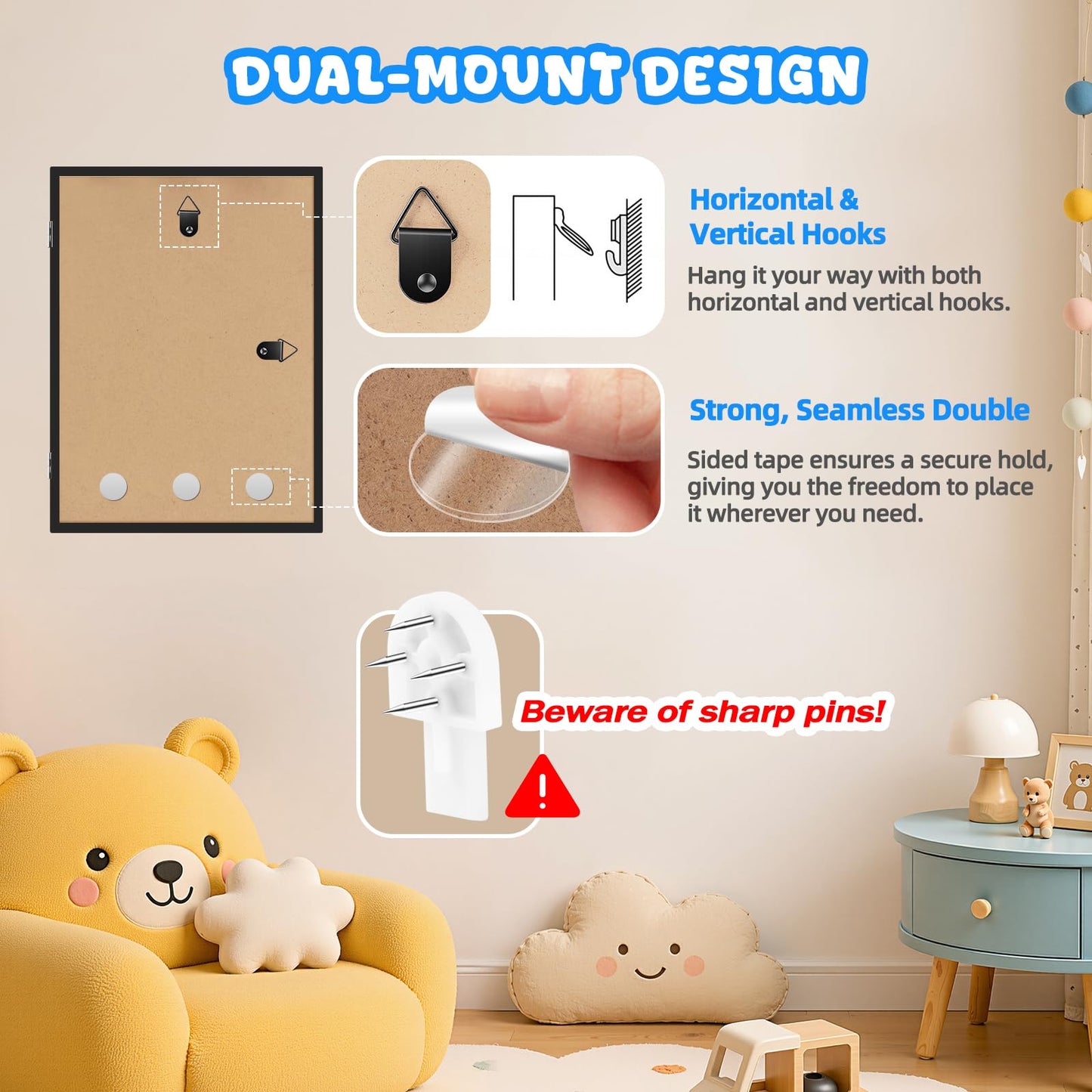 4 Pack Kids Artwork Frames Changeable 8.5 x 11 Inch Children Art Projects Display Storage Frame Front Opening Picture Art Frames for Wall Fits Children Drawings, Photos, Certificates (Black)