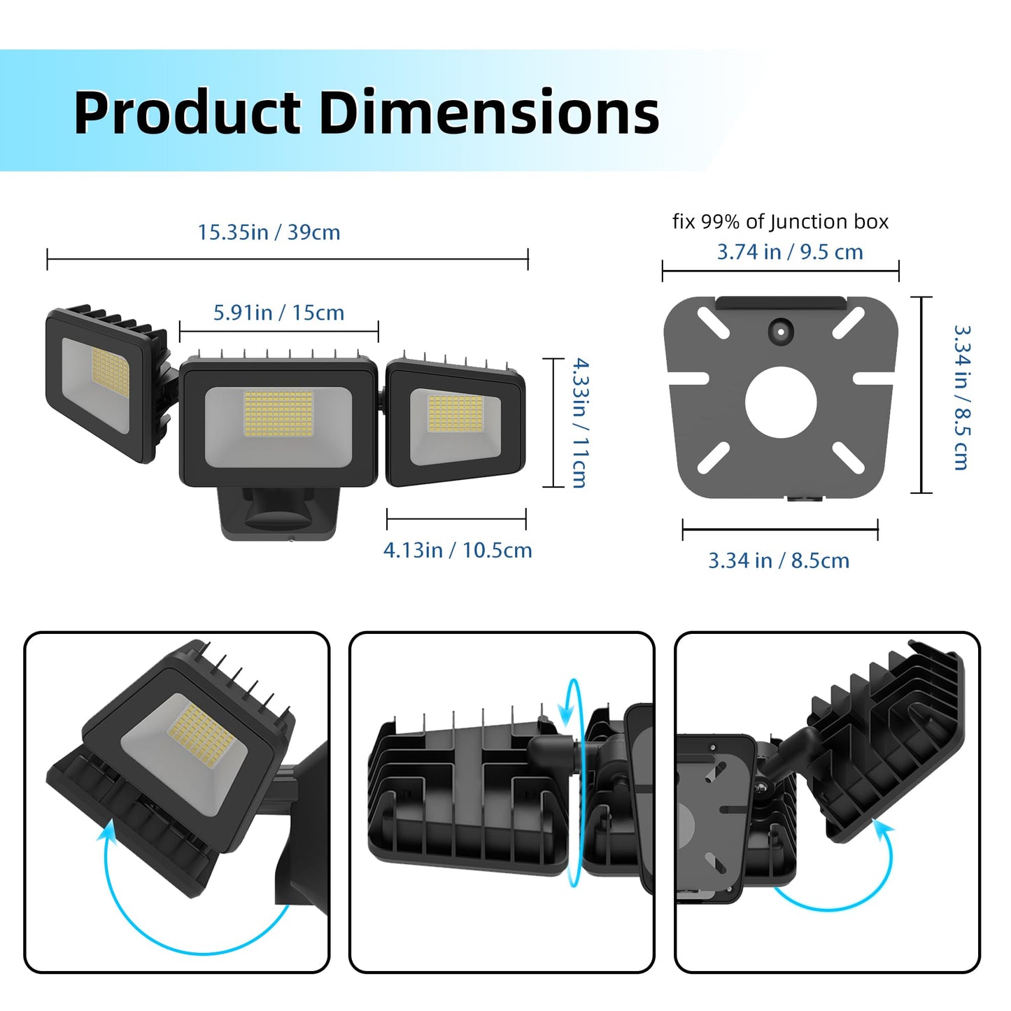 120W LED Flood Light Outdoor, LED Outdoor Security Light, 12000lm High Brightness with 4500K Natural Light, IP66 Waterproof All Aluminum Outdoor Floodlights