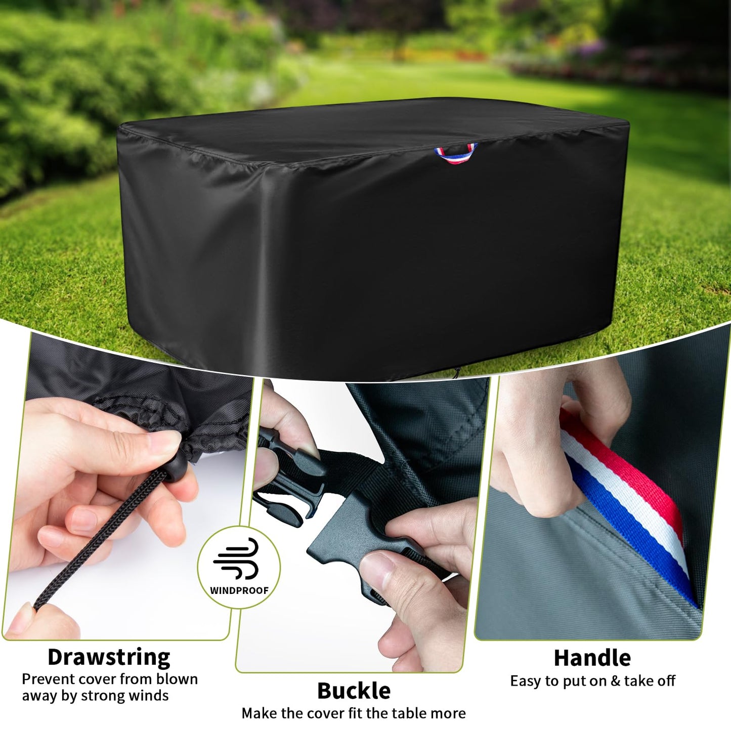 Agustone Outdoor Dining Table Cover, 60" Rectangle Patio Furniture Covers Waterproof, Protective Cover for Outdoor Dining Table Chairs Set - Black, 60 X 38 X 28 Inch