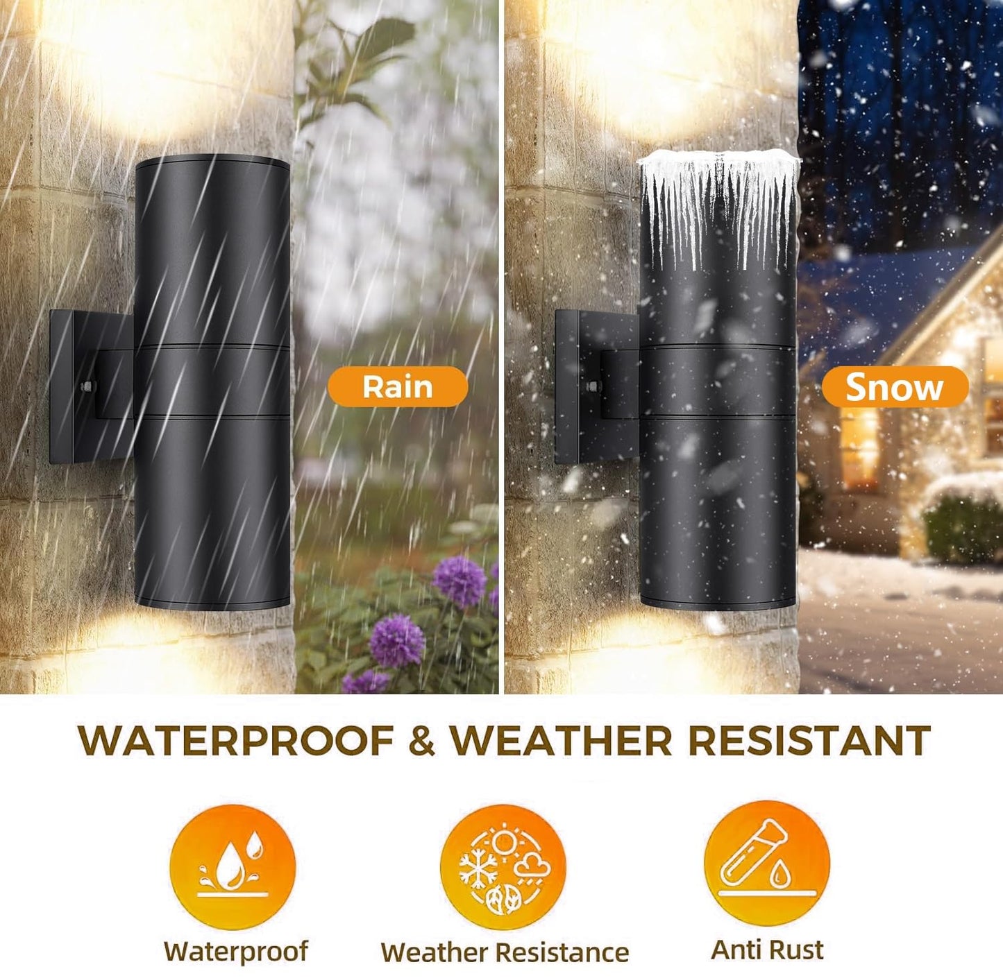 HCIDNLI Outdoor Lights Wall Mount, Modern Cylinder Exterior Wall Light Fixtures, Matte Black up and Down Porch Lights Waterproof Wall Sconce Outside Lights for House 4 Pack