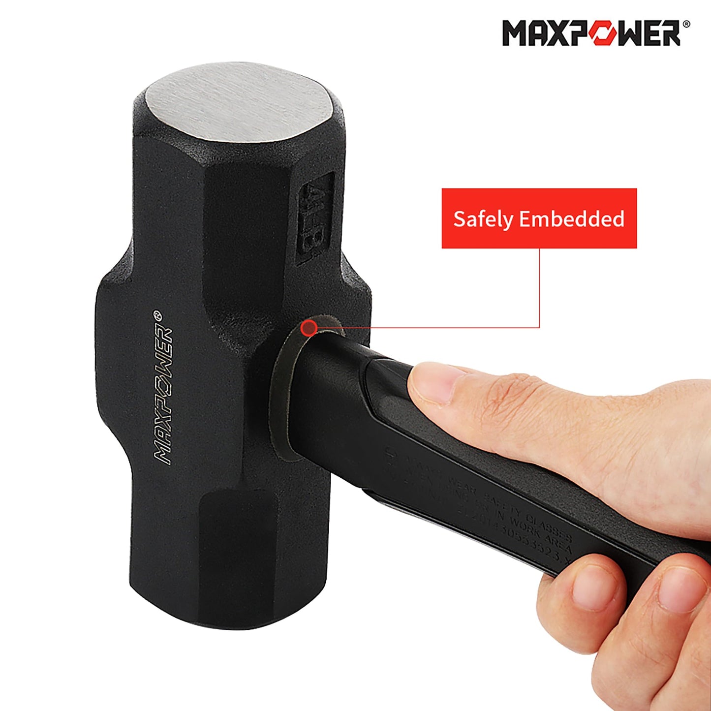 MAXPOWER 4 lb Sledge Hammer, Steel Head, 12-inch Fiberglass Handle Shock-Resistant