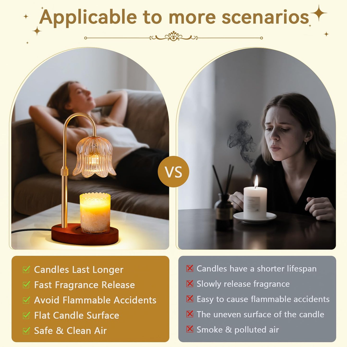 Candle Warmer Lamp with Timer and Dimmer, Adjustable Height Electric Candle Warmer Flower Lamp Wax Melt Warmer for Jar Candles - Birthday Gifts for Women Mom Mother's Day Home Living Bedroom Decor