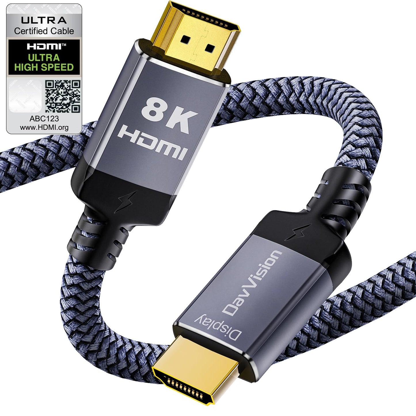 DavVision 8K Fiber Optic HDMI Cable 33 Feet, Long HDMI 2.1 Cable Slim High Speed Unidirectional 8K@60Hz HDMI Braided Cord Support eARC/Dynamic HDR/HDCP/3D,Compatible with PS5 PS4/HDTV/Xbox Series