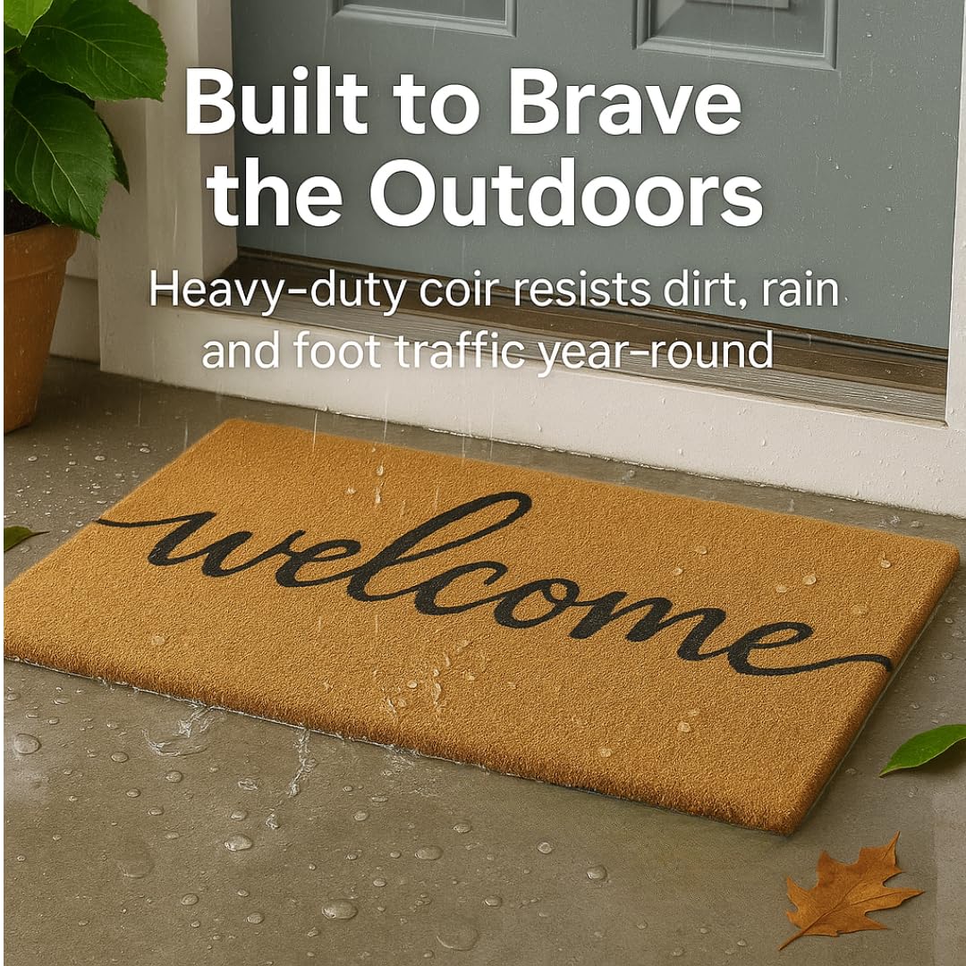 Casafoyer Door Mat 30” x 17” – Front Door Mat, Doormat Outdoor Entrance with Natural Coir Fiber, Non-Slip Backing, Weather-Resistant for Indoor & Outdoor Use Welcome Mat, Valentines Day Doormat