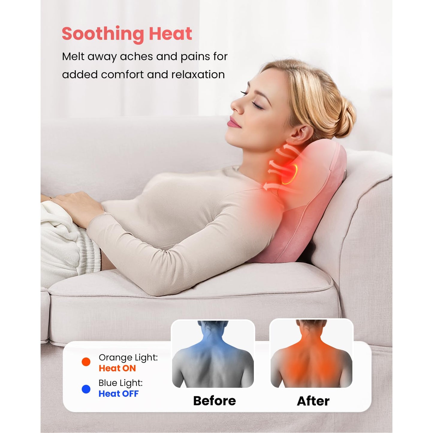 BOB AND BRAD Back Massager with Heat, EZBack Neck Massager Pink