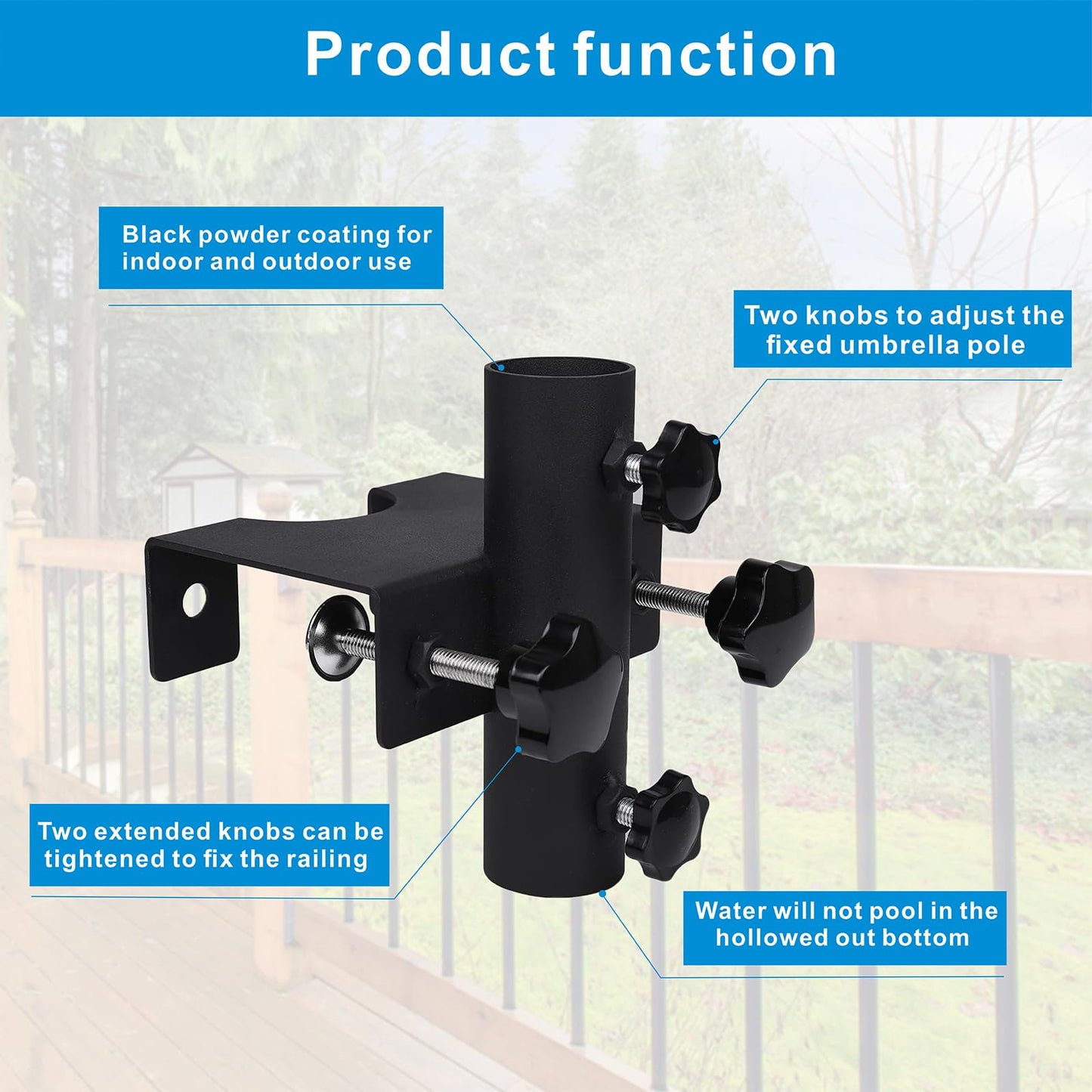 YZZHAJ Beach Patio Umbrella Clamp Outdoor Umbrella Holder,Deck Umbrella Mount Fishing Umbrella Clamp Holder Clip Flag Pole Holder for Railing,Fence,Benches,Deck,Tailgates,Dock,Beach Courtyard Balcony