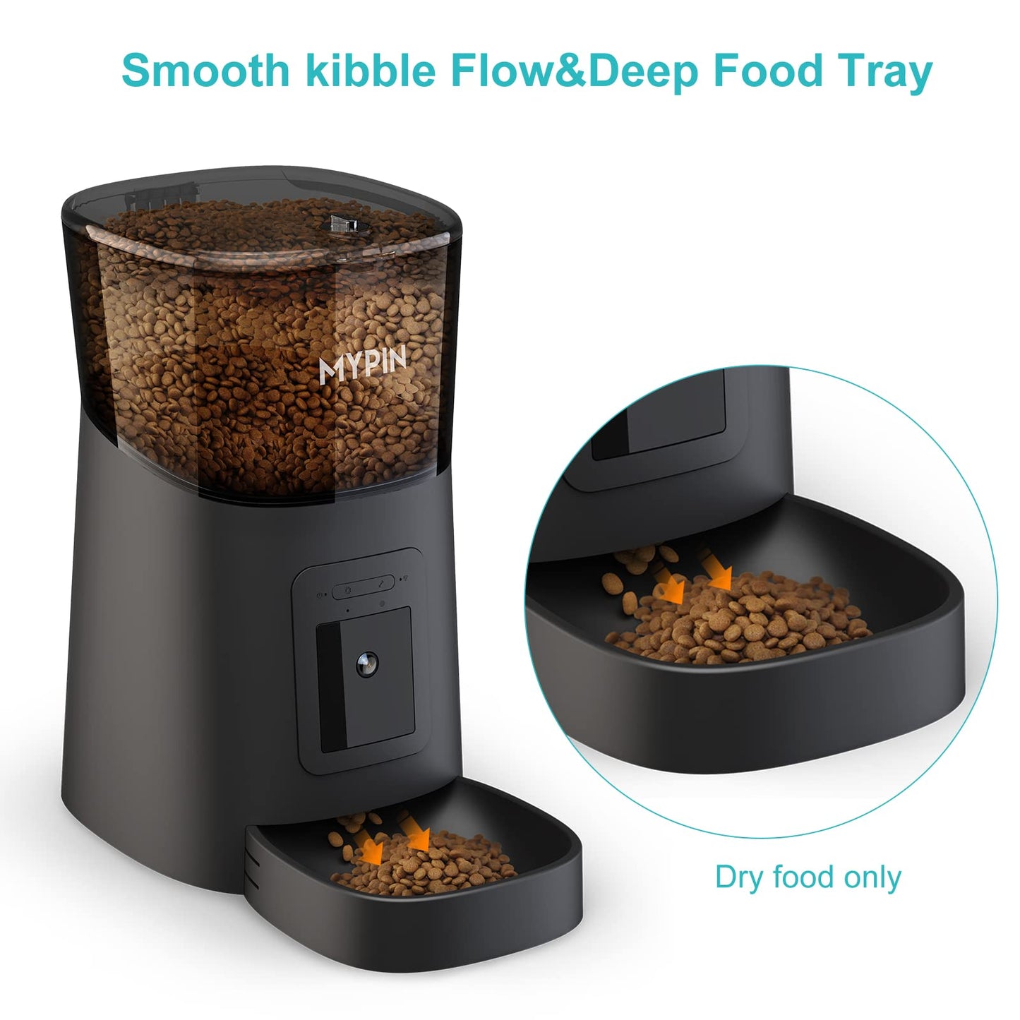 Video Automatic Pet Feeder with HD Camera, Food Dispenser for Cats and Dogs WiFi Smart Feeder with Camera 6L 2-Way Audio, Mobile Phone Control, Timed Feeder, Desiccant Bag Up to 8 Meals per Day… (Black)
