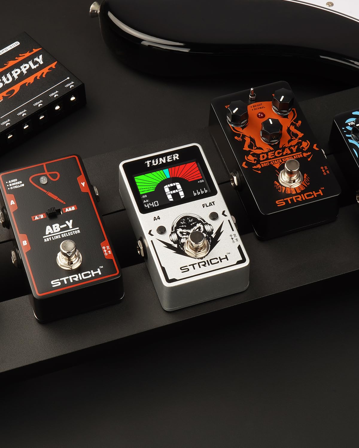 STRICH Guitar Tuner Pedal with Large Color Screen, Precision Chromatic Drop Tuning, 430-450Hz A4 for Electric Guitar, True Bypass, Silver